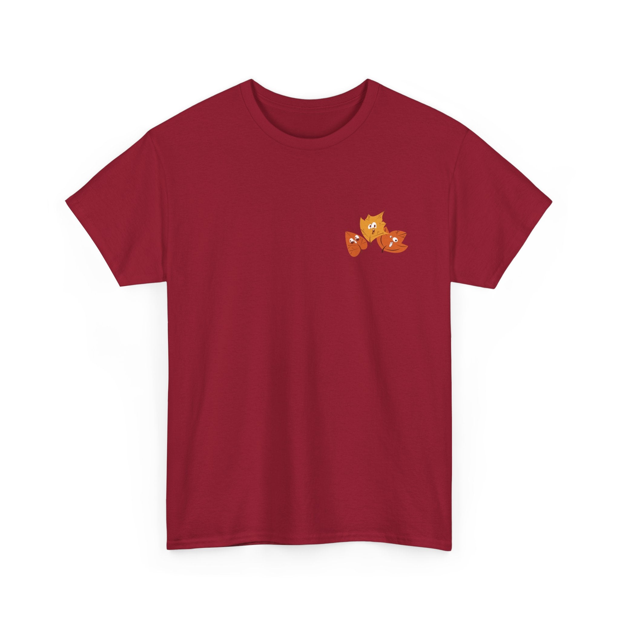 Smiley Autumn Leaves Unisex Heavy Cotton Tee