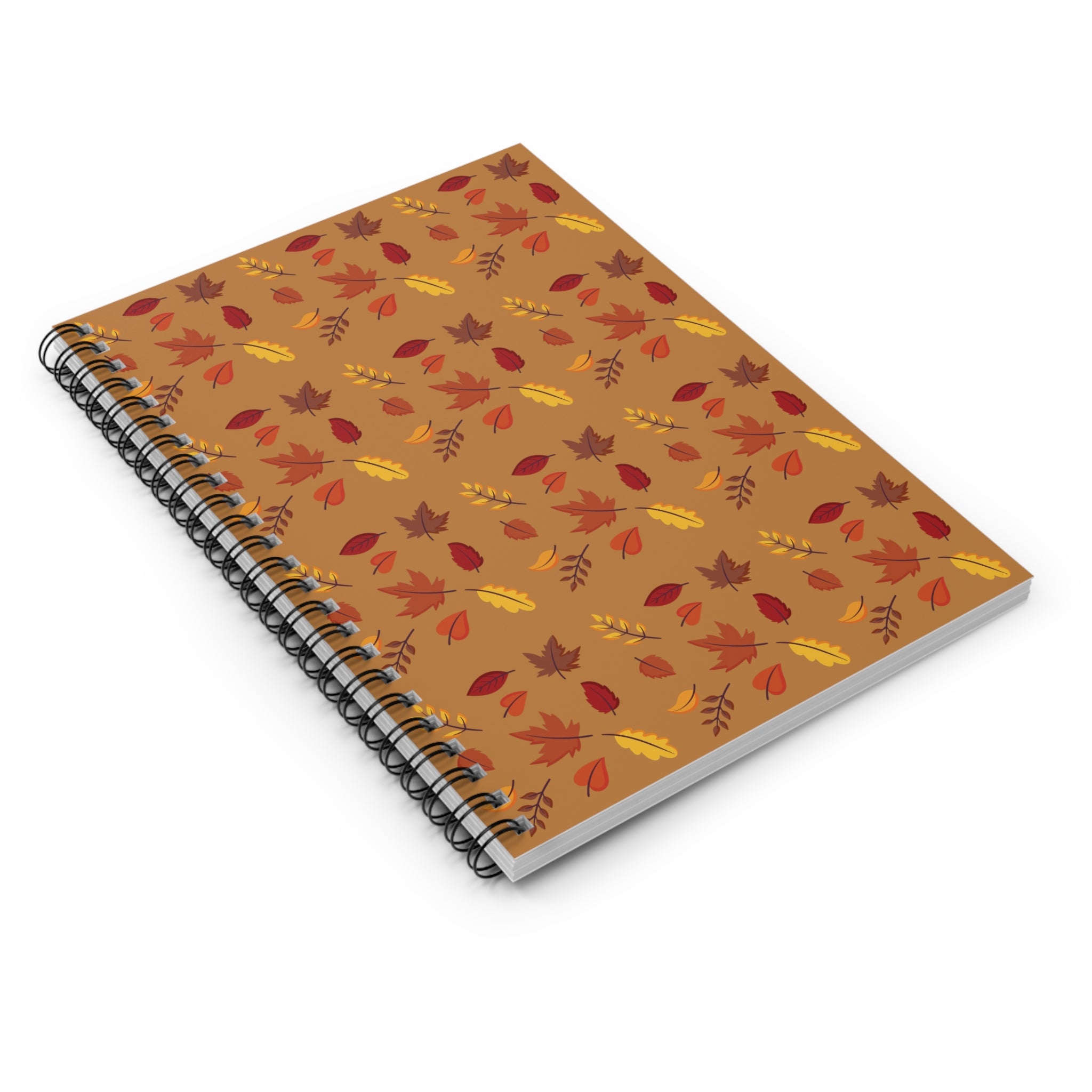 Autumn Leaves Spiral Notebook - Ruled Line Brown