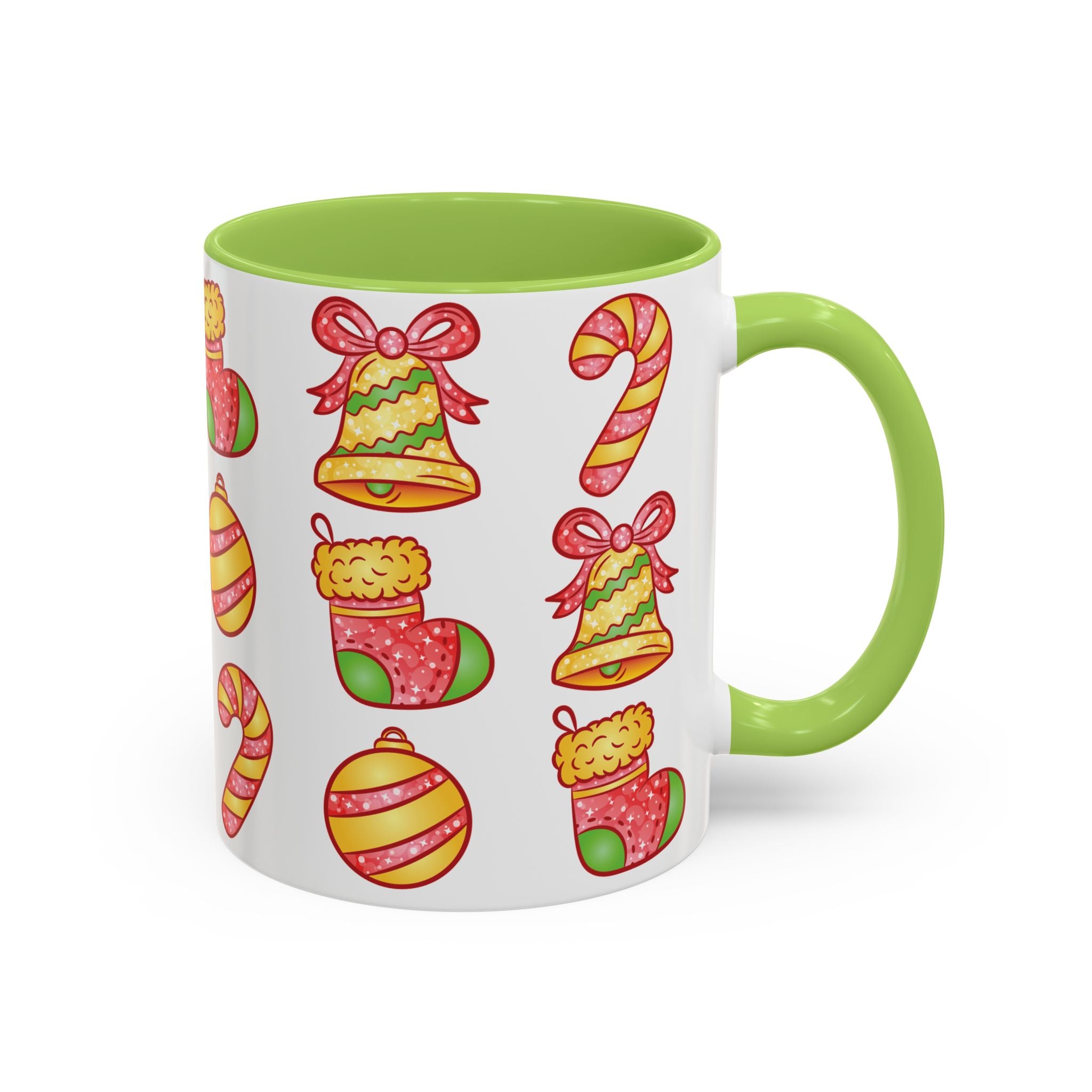 Christmas Pattern Accent Coffee Mug  (11/15oz)
