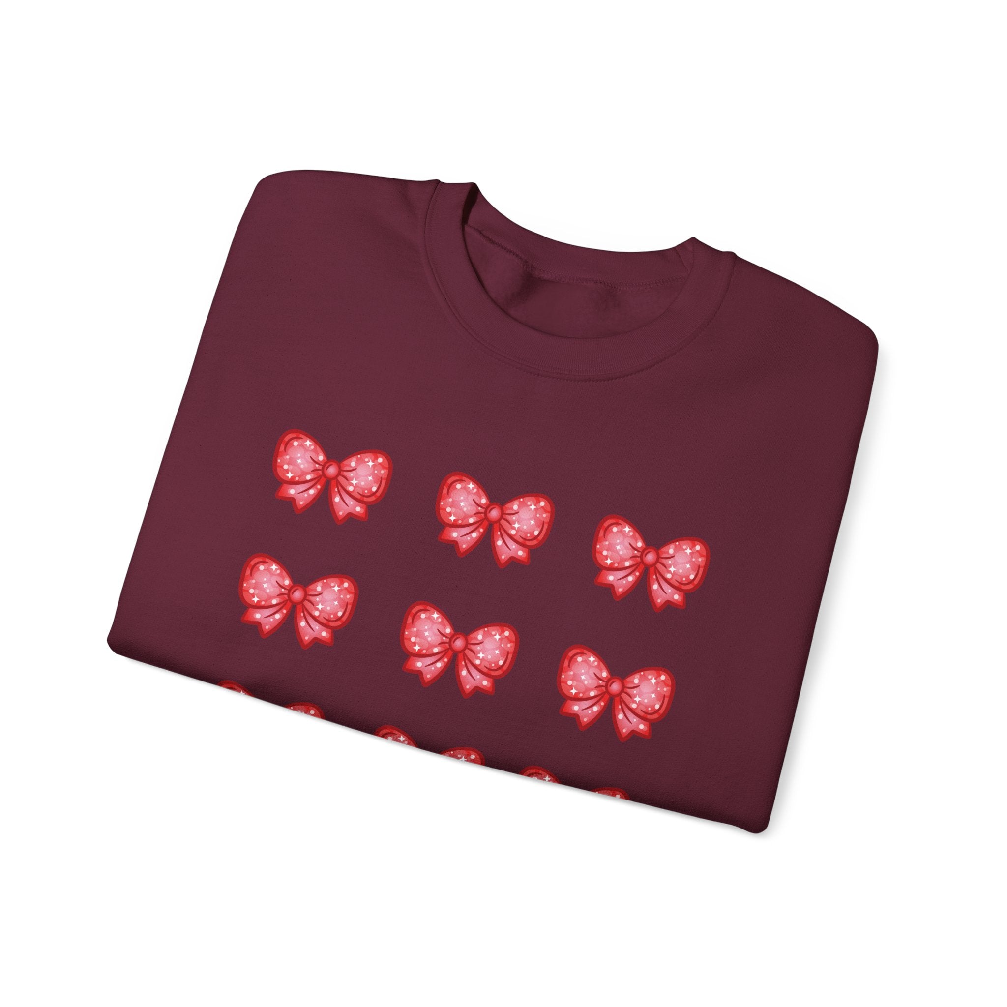 Glittery Red Bow Pattern Crewneck Sweatshirt