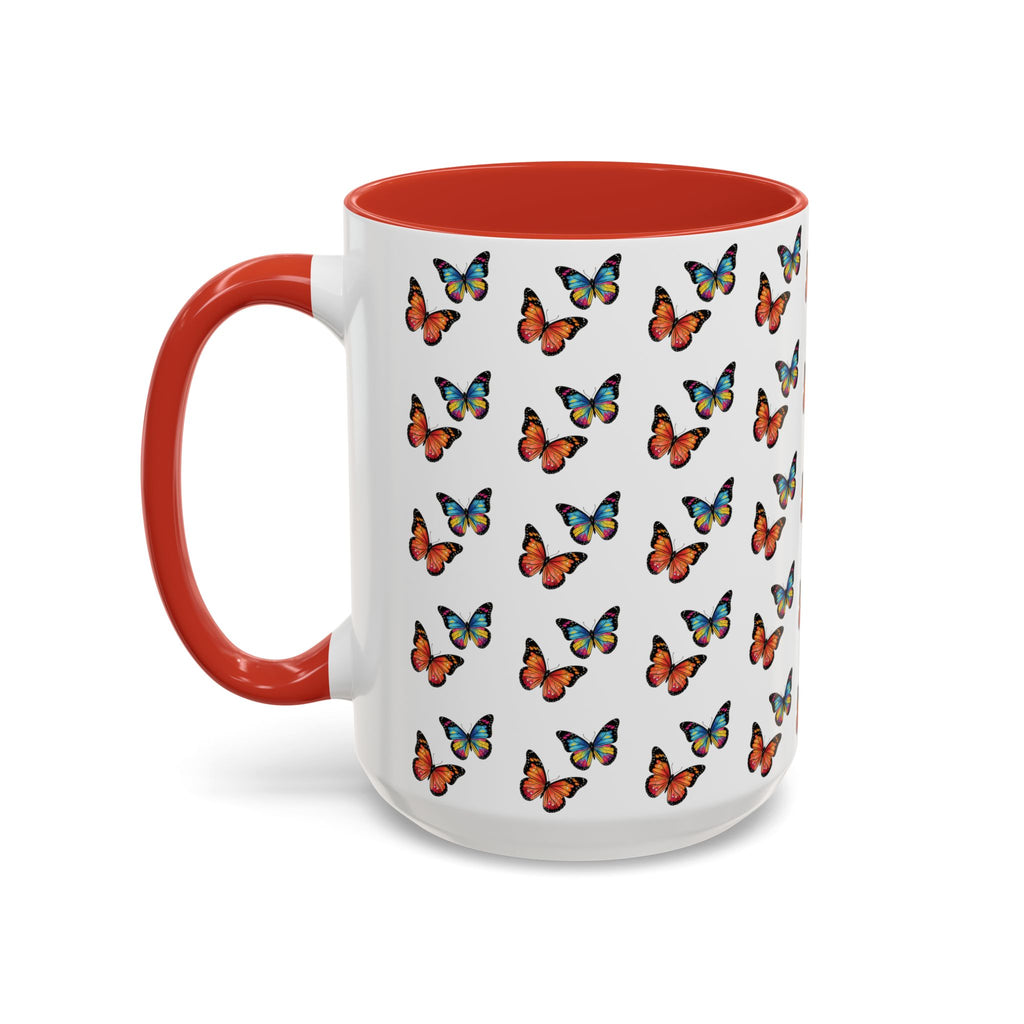 Butterfly Pattern Coffee Mug — Colorful Sunset Butterflies, 11/15oz