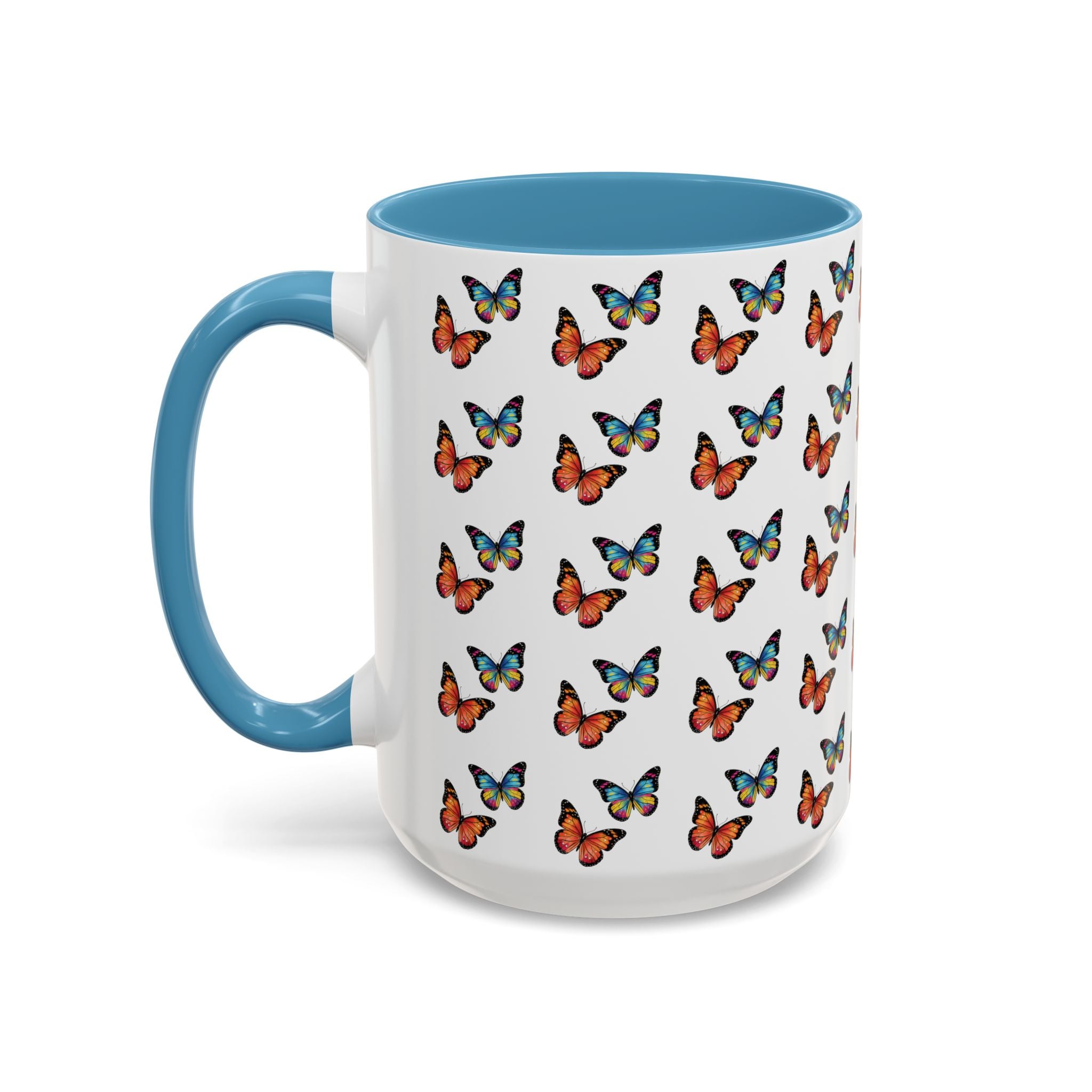 Butterfly Pattern Coffee Mug — Colorful Sunset Butterflies, 11/15oz
