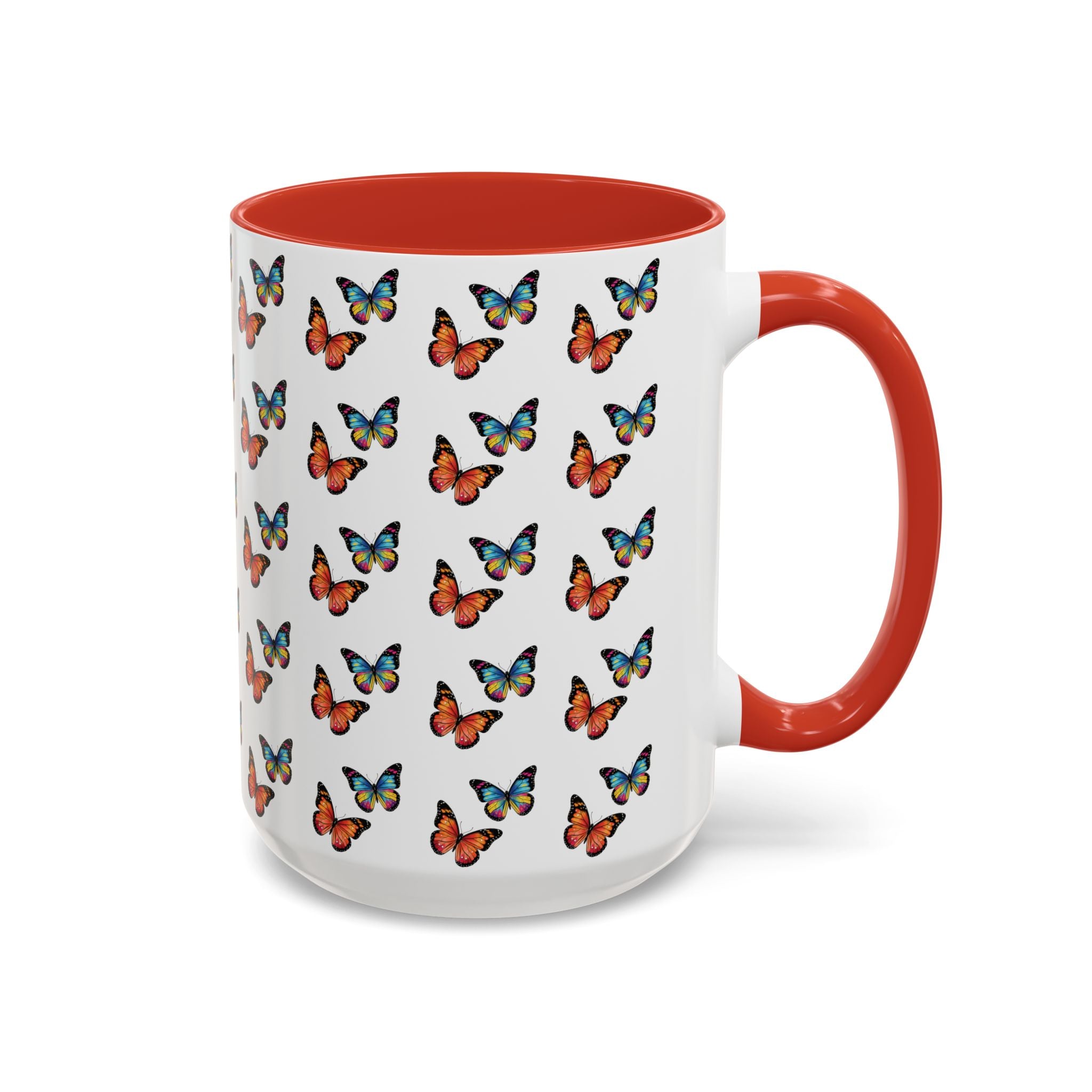 Butterfly Pattern Coffee Mug — Colorful Sunset Butterflies, 11/15oz