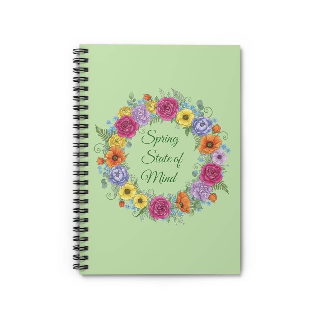 Spring State of Mind Floral Spiral Notebook - Green Cover
