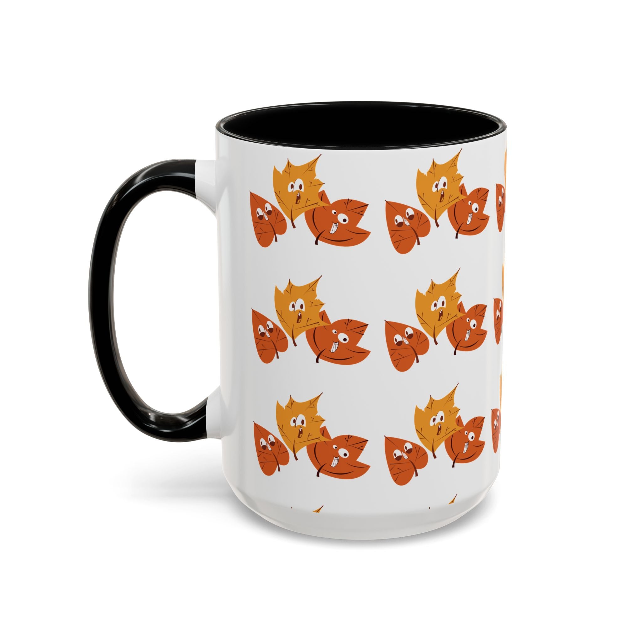 Smiley Autumn Leaves Accent Coffee Mug (11, 15oz)