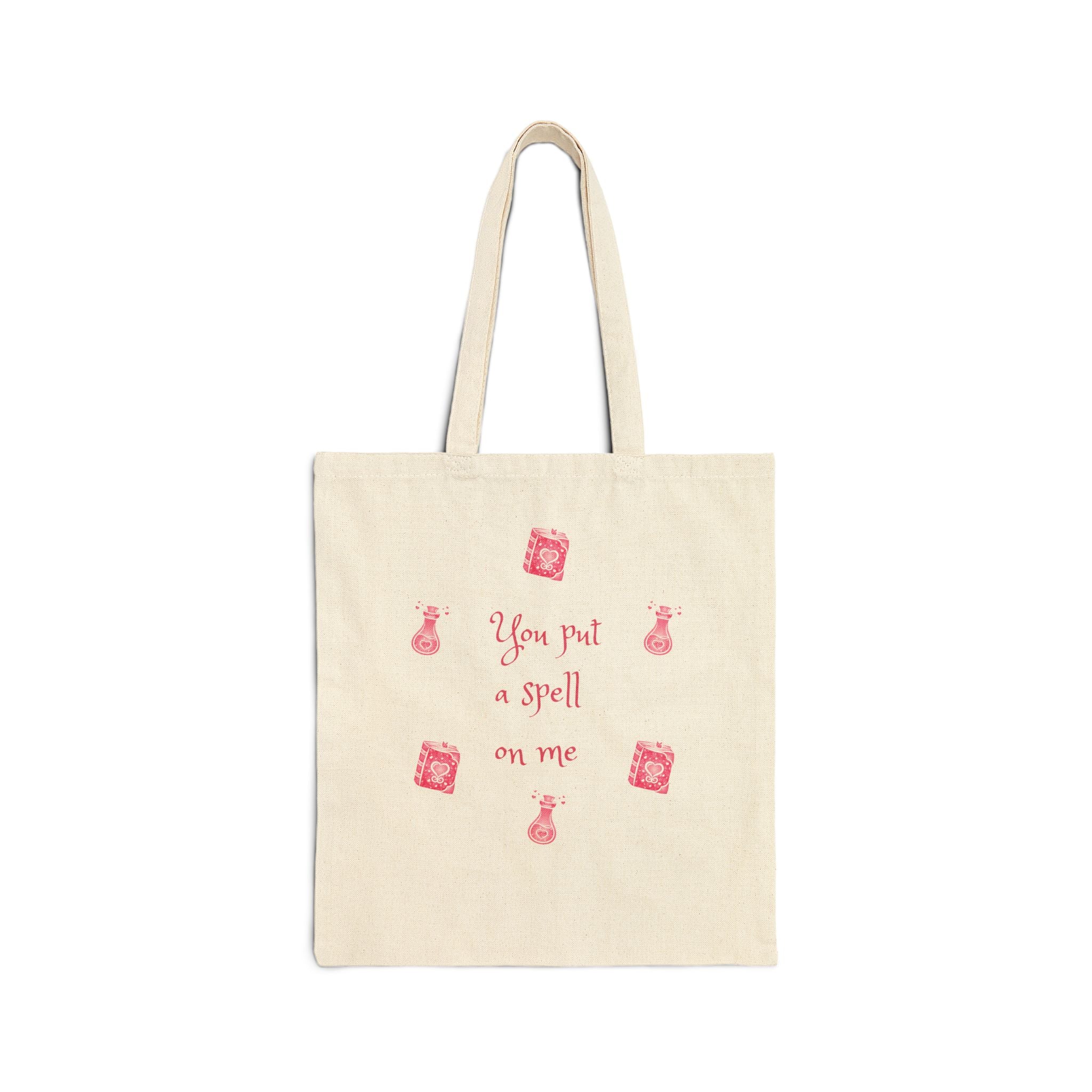 "You Put a Spell on Me" Tote Bag — Pink Potion & Spellbook Cotton Tote