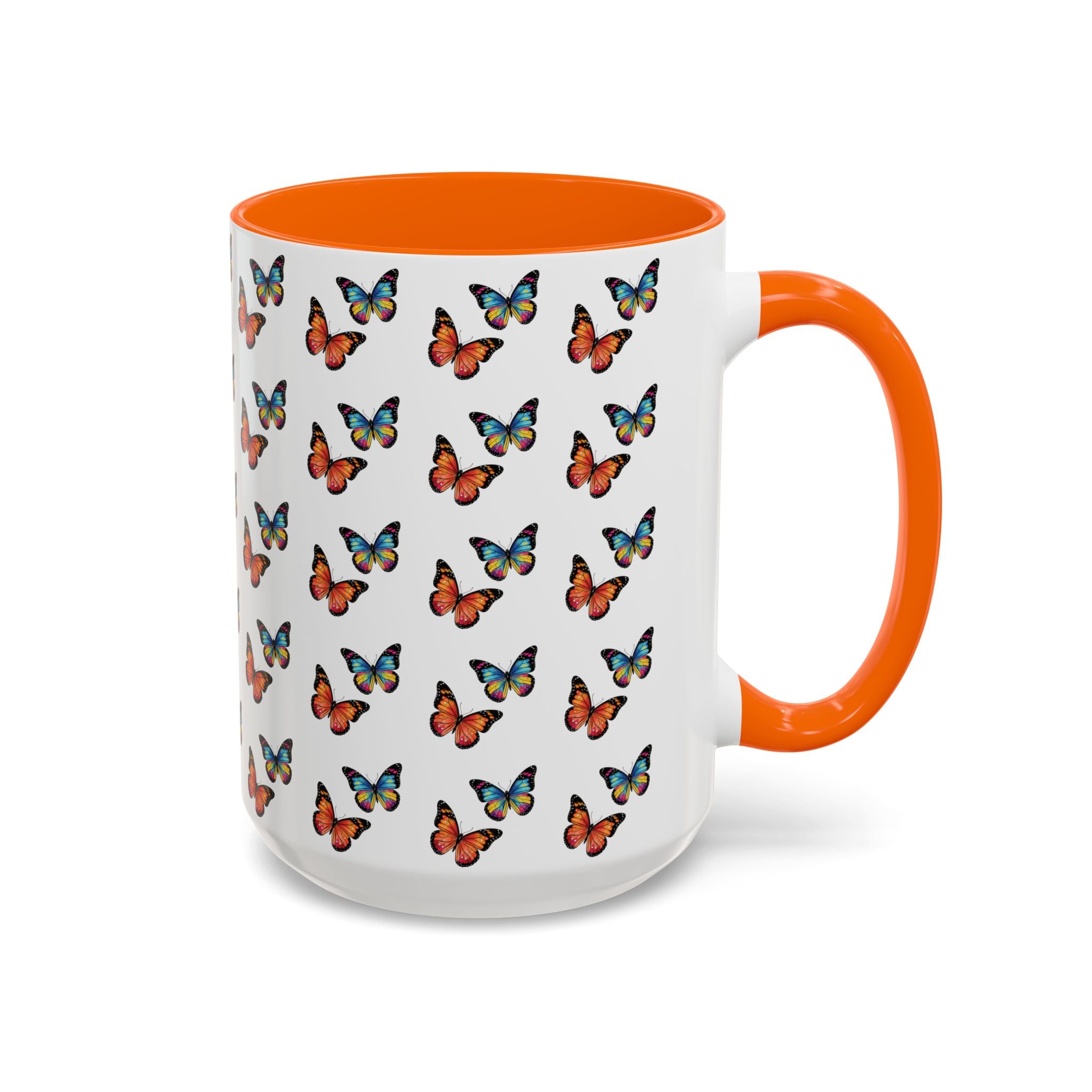 Butterfly Pattern Coffee Mug — Colorful Sunset Butterflies, 11/15oz