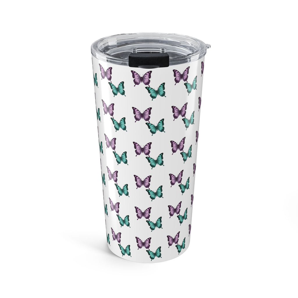 Butterfly Pattern Tumbler – Purple & Turquoise Spring Travel Cup