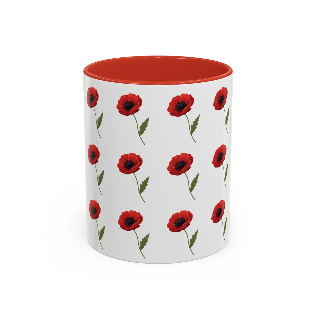 Poppy Pattern Coffee Mug — Red Floral Ceramic 11/15oz