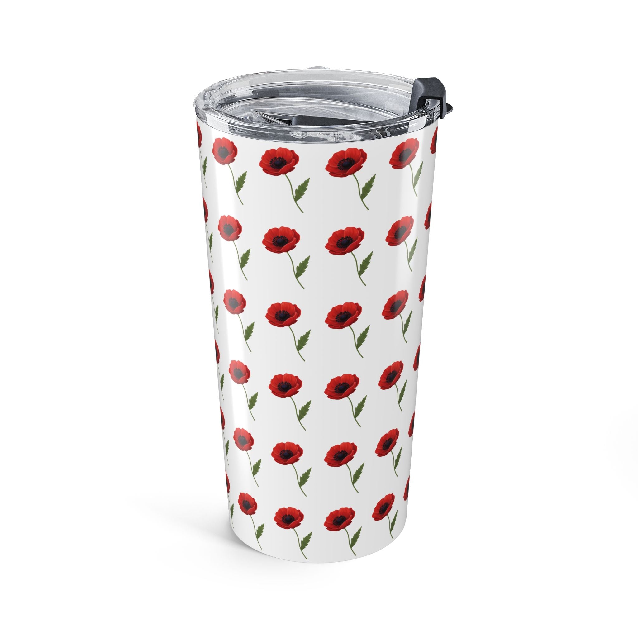 Poppy Pattern Stainless Tumbler — Floral Travel Cup
