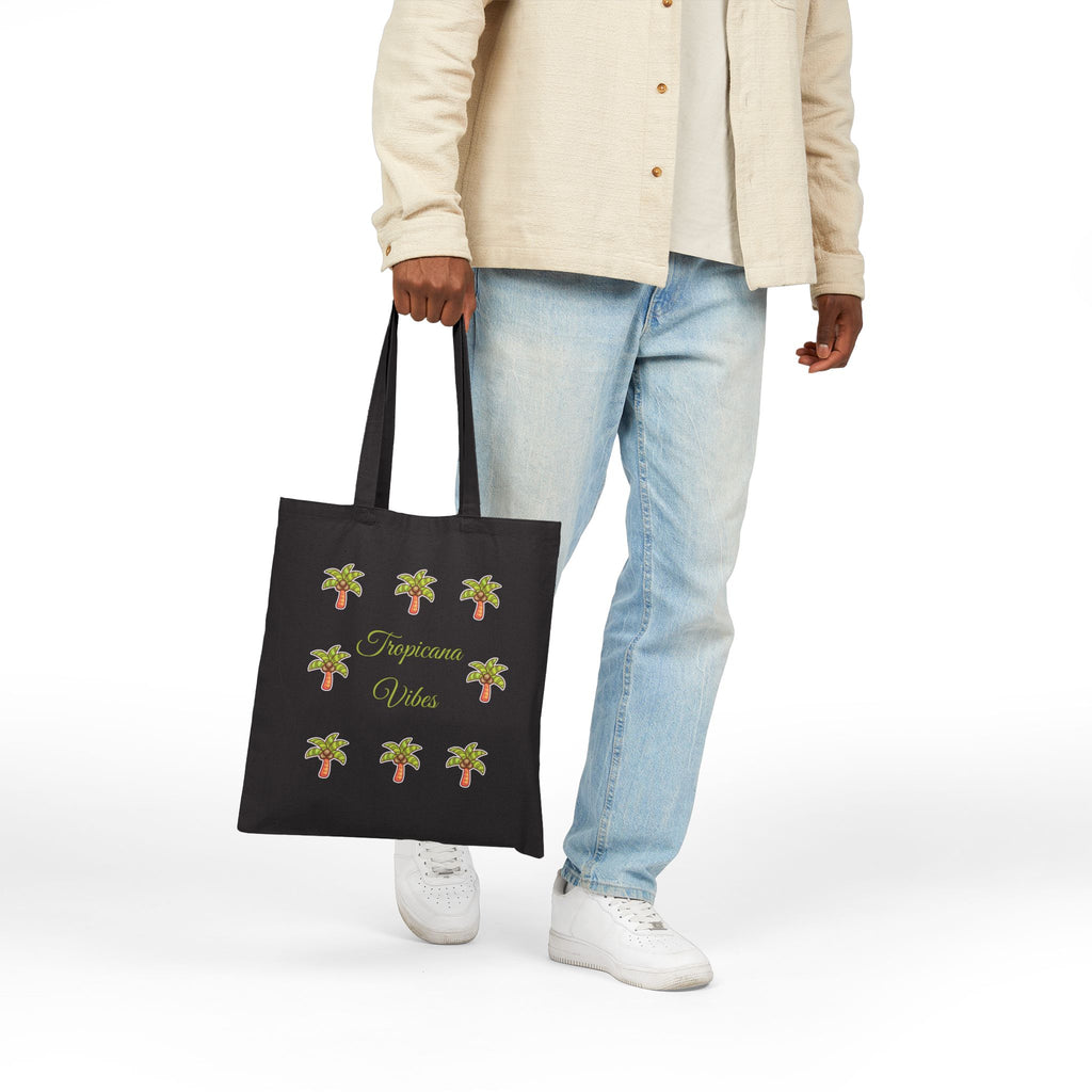 Tote Bag — "Tropicana Vibes" Palm Tree Canvas Tote (Eco Beach Grocery Bag)