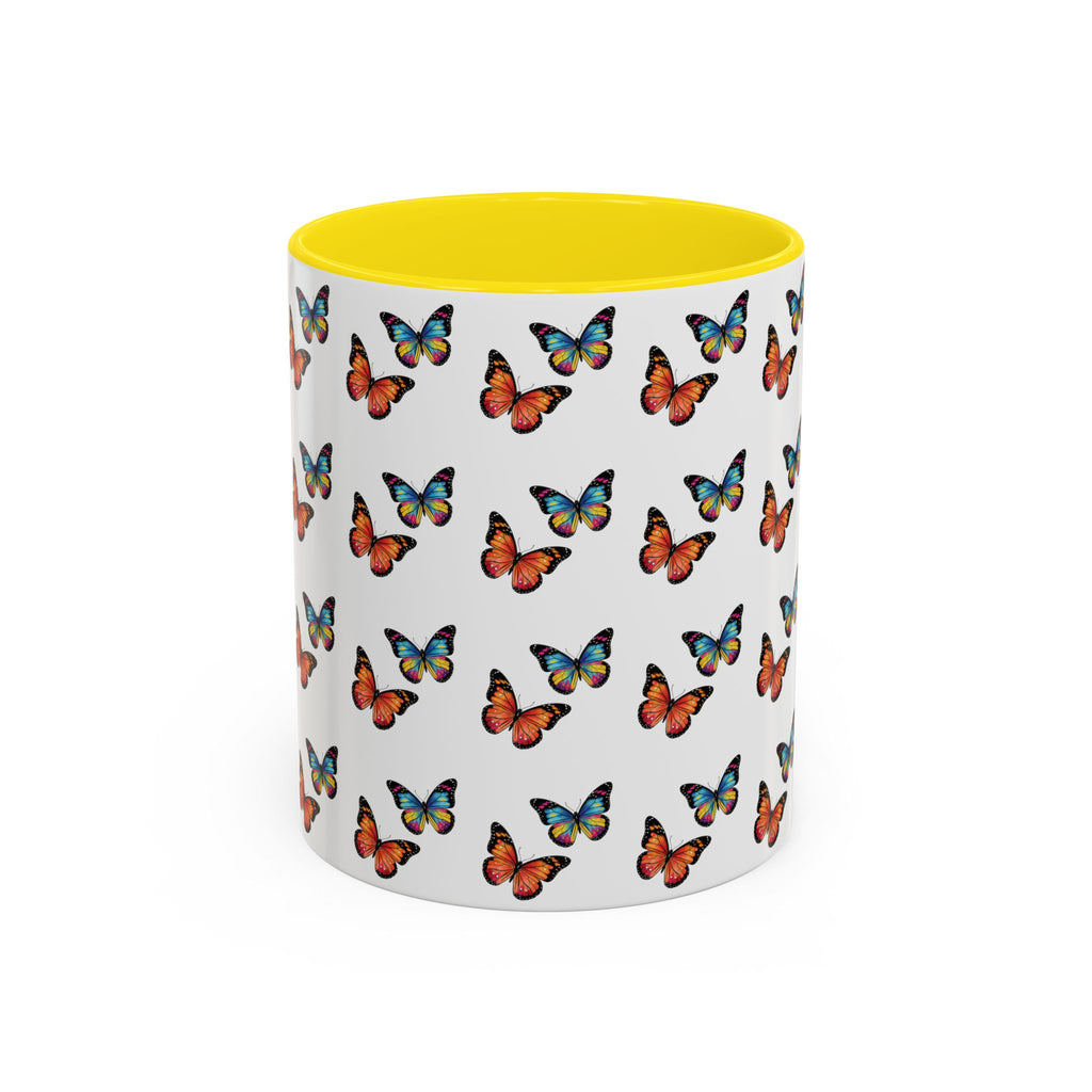 Butterfly Pattern Coffee Mug — Colorful Sunset Butterflies, 11/15oz