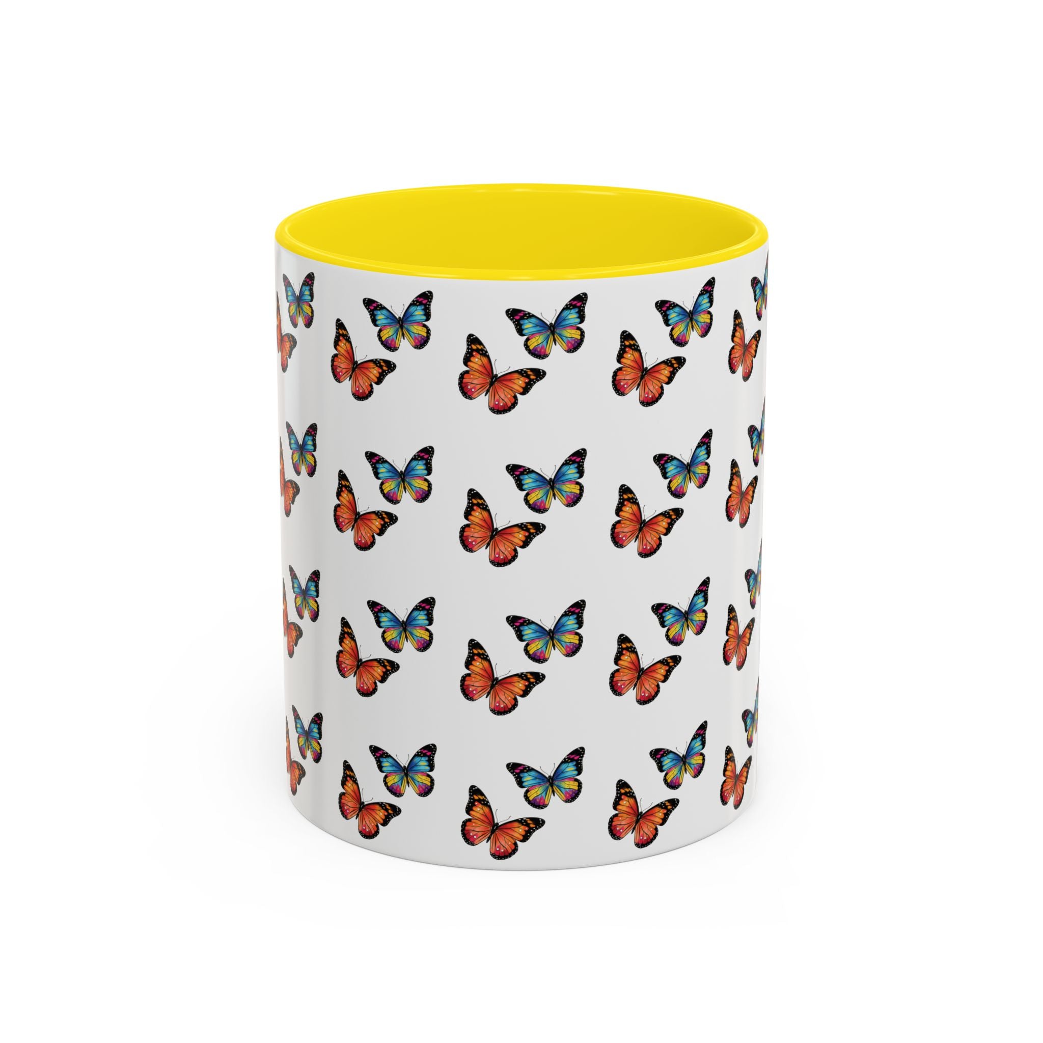 Butterfly Pattern Coffee Mug — Colorful Sunset Butterflies, 11/15oz
