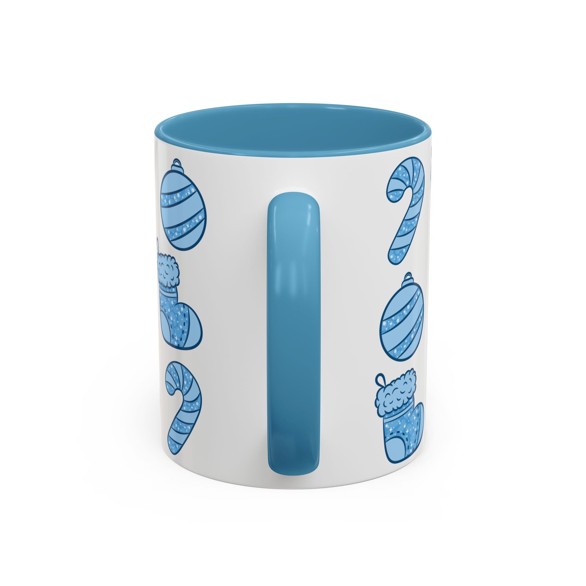 Glittery Blue Holiday Pattern Accent Coffee Mug (11/15 oz)