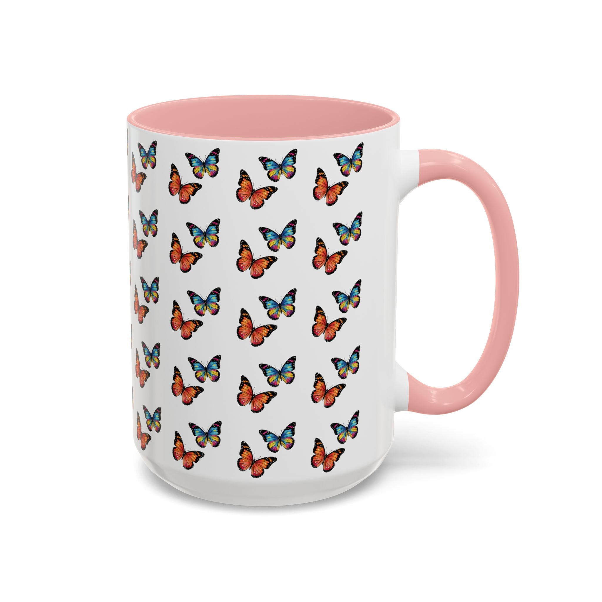 Butterfly Pattern Coffee Mug — Colorful Sunset Butterflies, 11/15oz