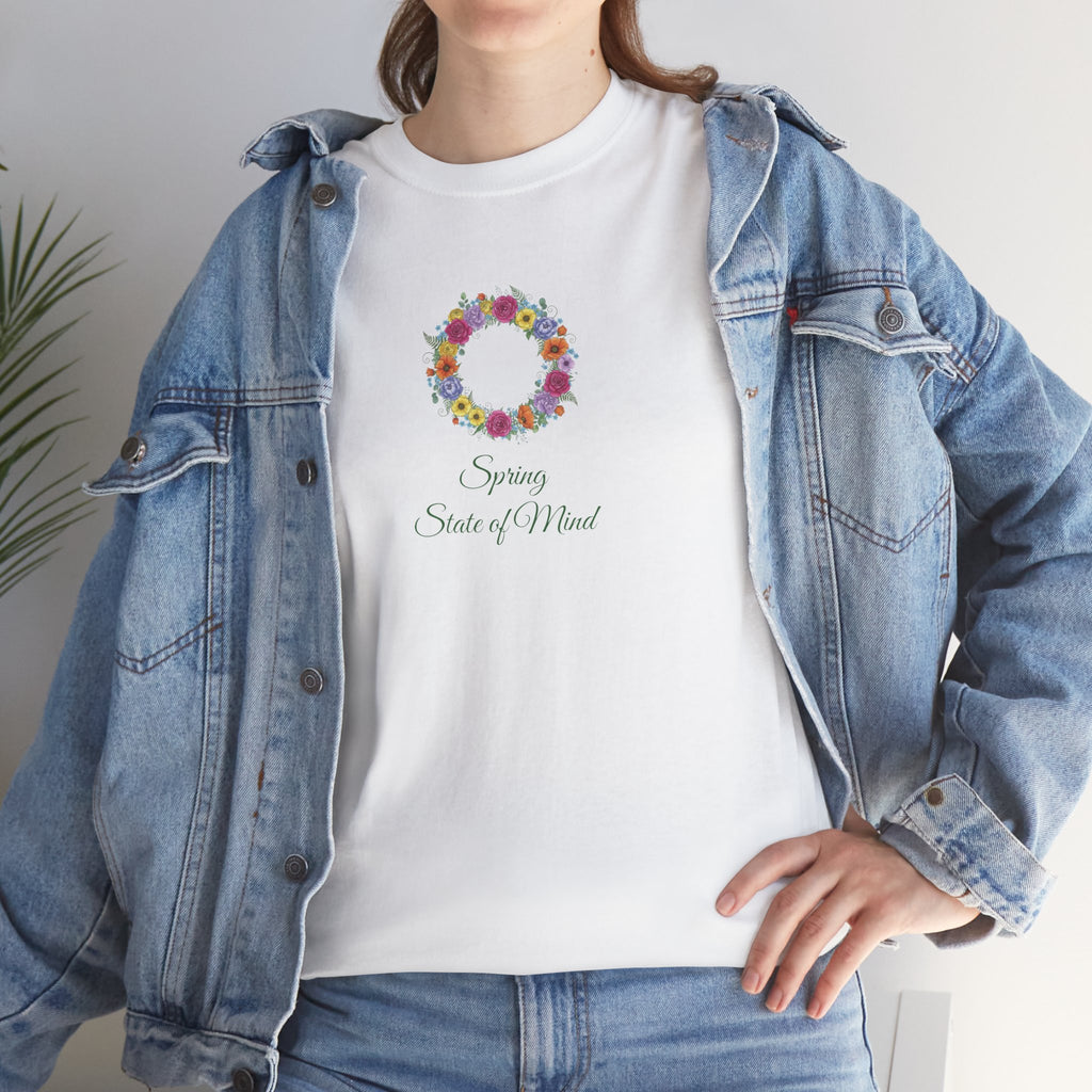 ''Spring State of Mind'' T-Shirt - Floral Wreath Spring Tee