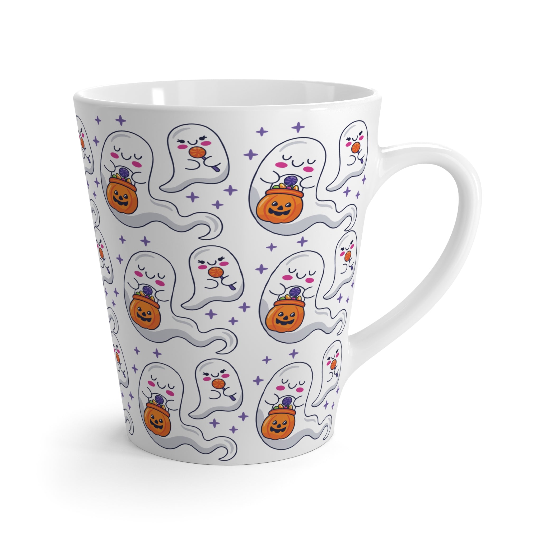 Halloween Ghosts Holding Treats Latte Mug