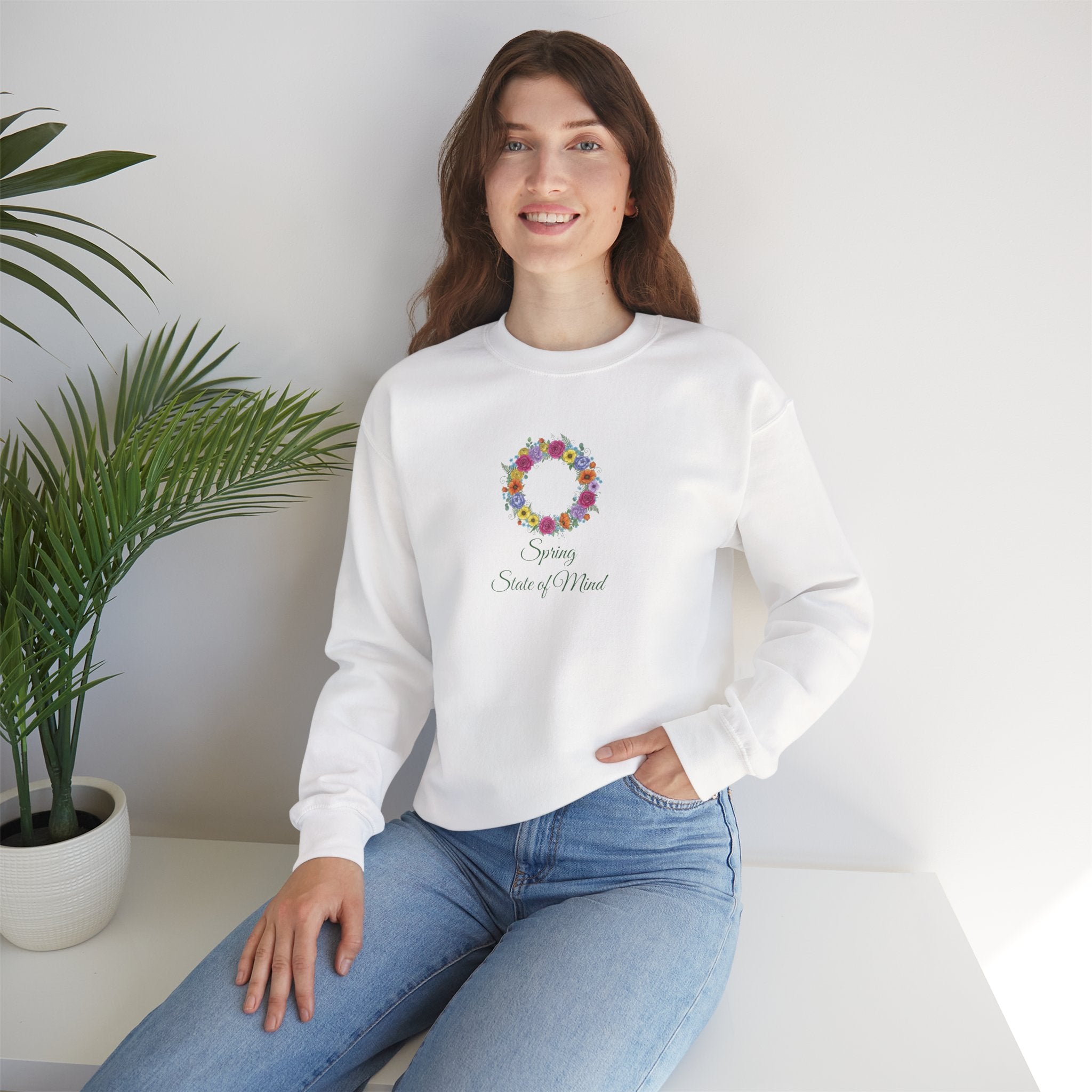 “Spring State of Mind” Sweatshirt — Floral Wreath Crewneck