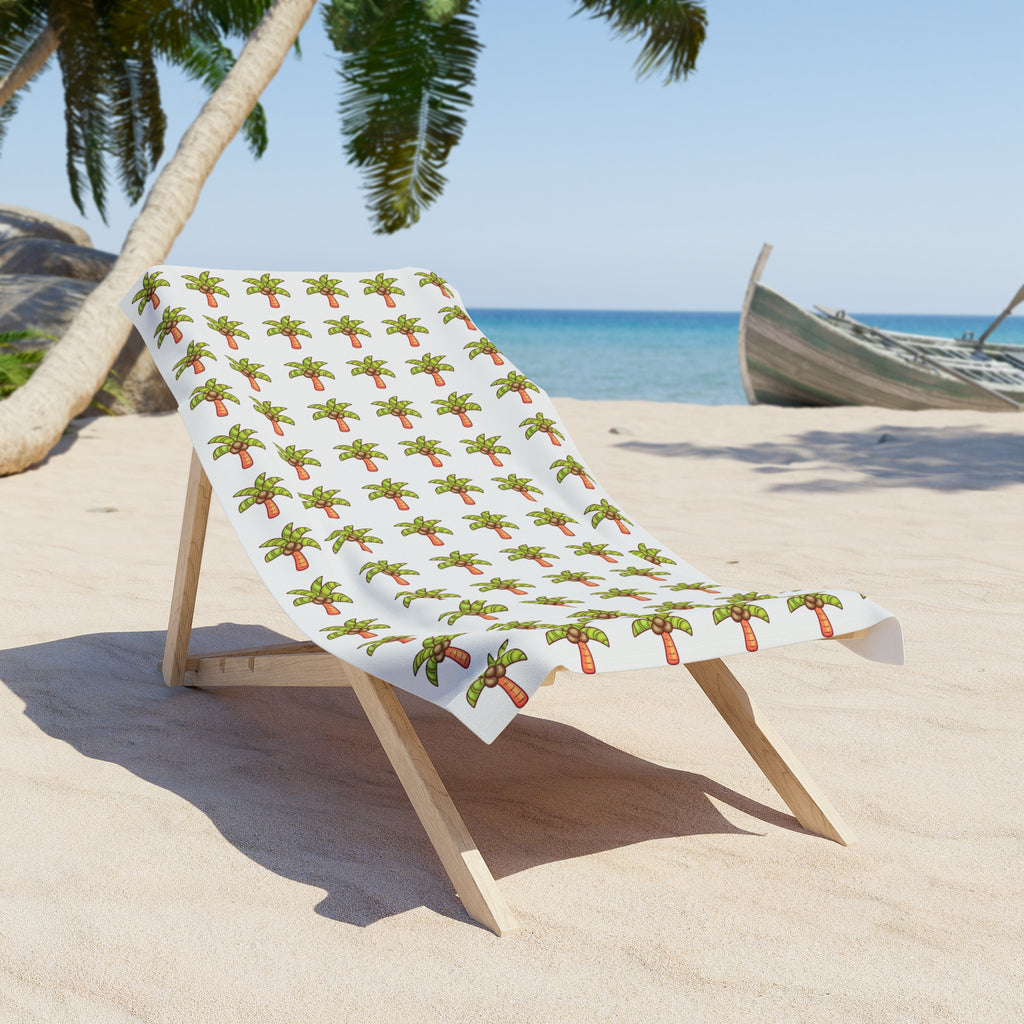 Coconut Palm Pattern Beach Towel — Tropical Summer Pool & Beach Towel - White