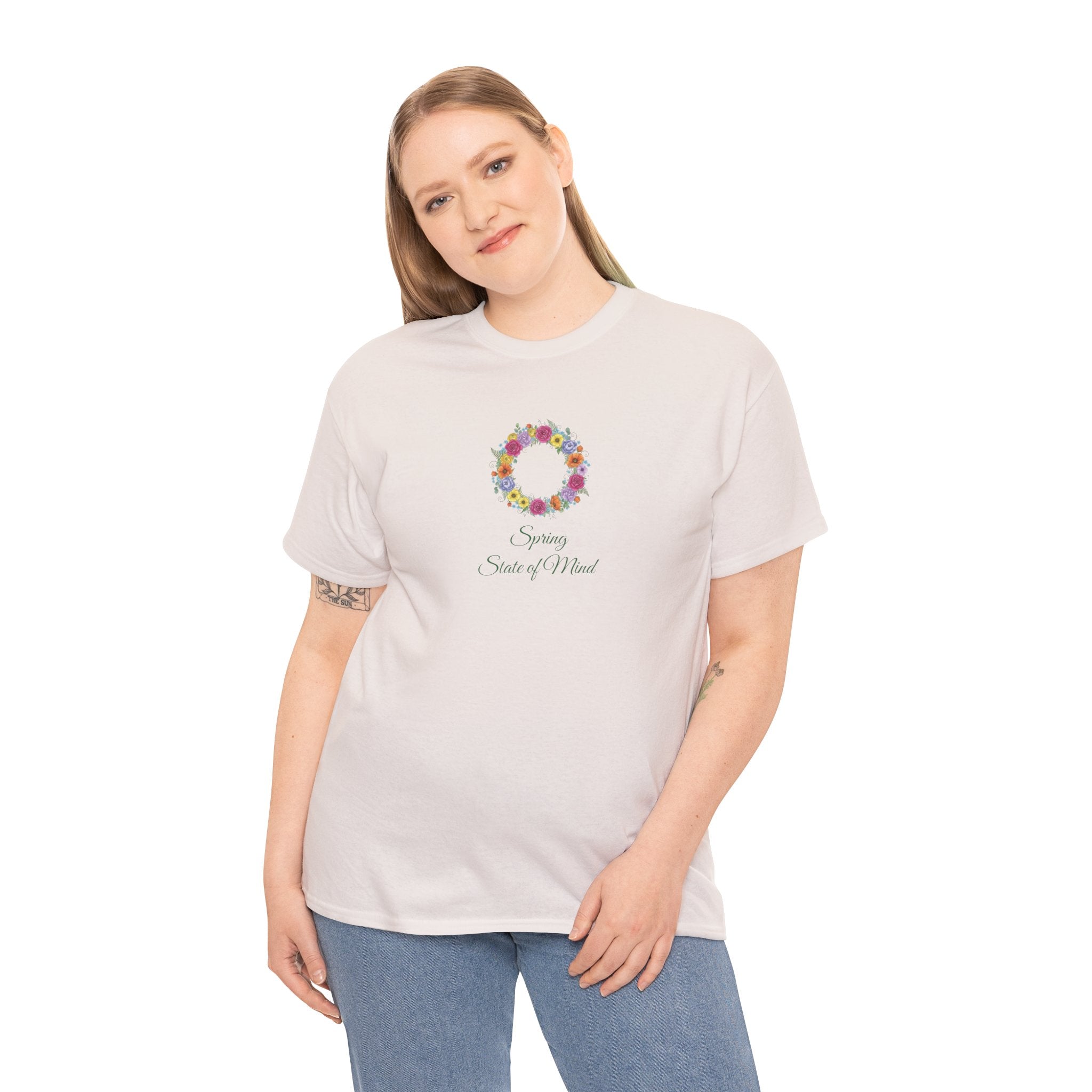 ''Spring State of Mind'' T-Shirt - Floral Wreath Spring Tee