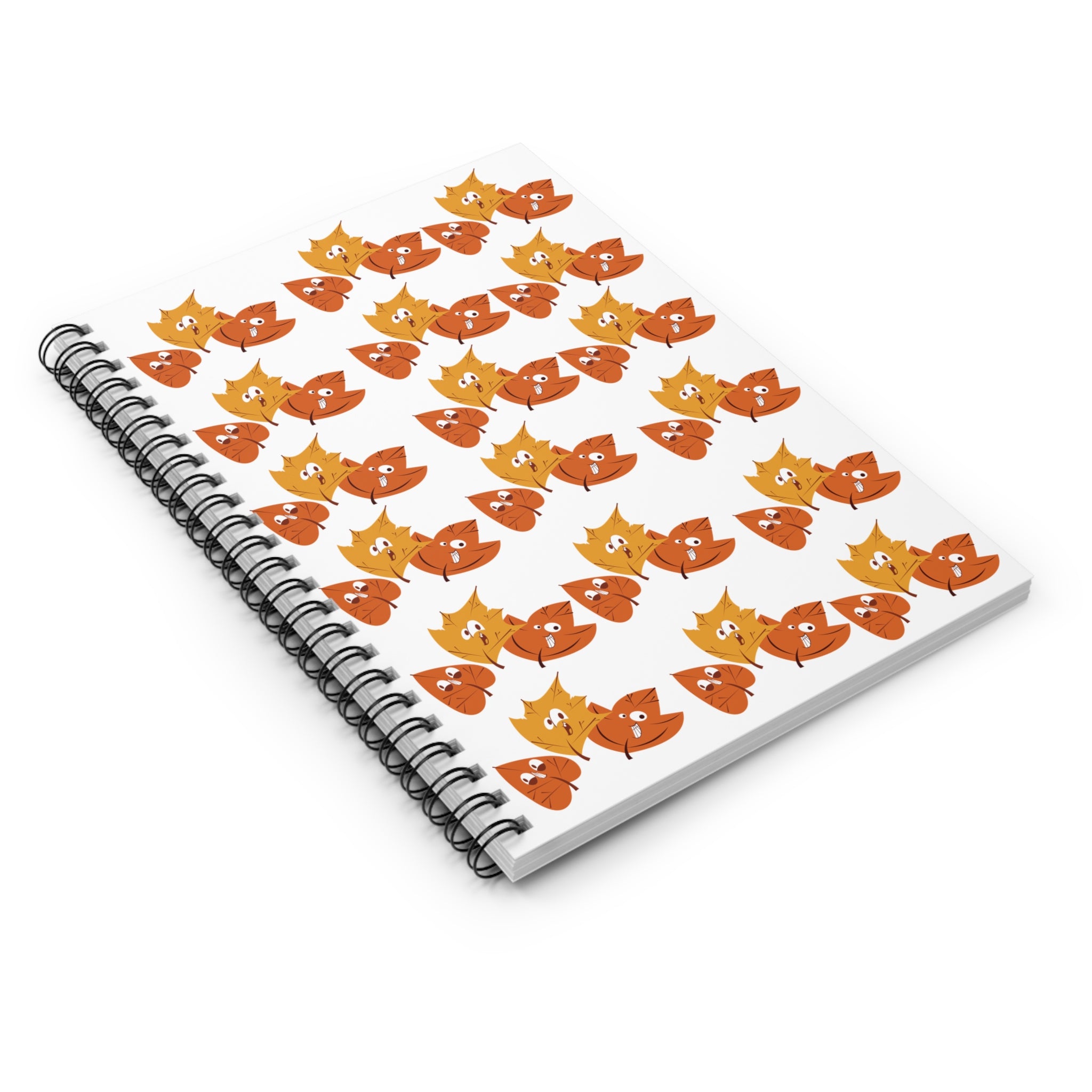 Smiley Autumn Leaves Spiral Notebook - Ruled Line