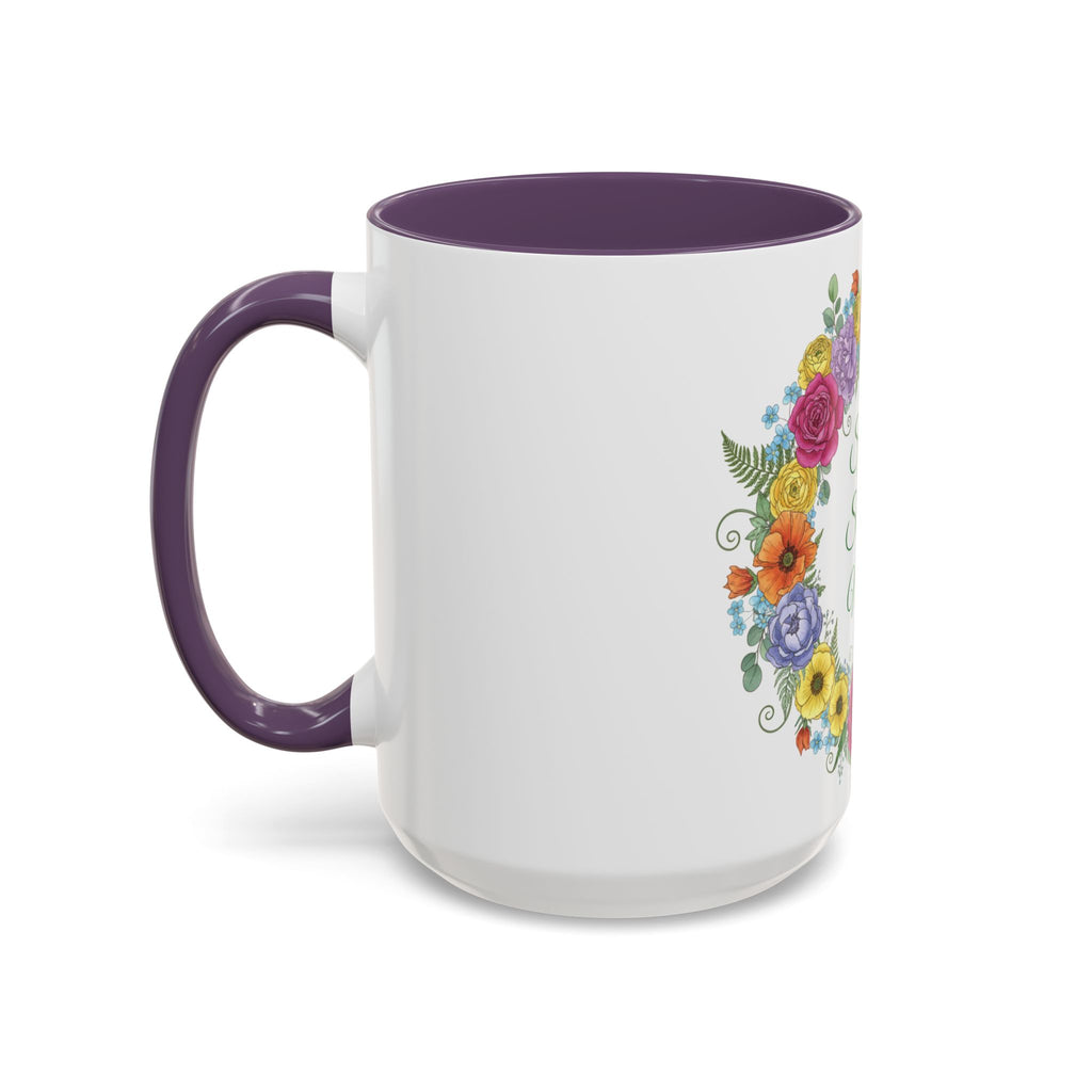 ''Spring State of Mind'' Coffee Mug — Floral Wreath Accent Cup 11/15oz