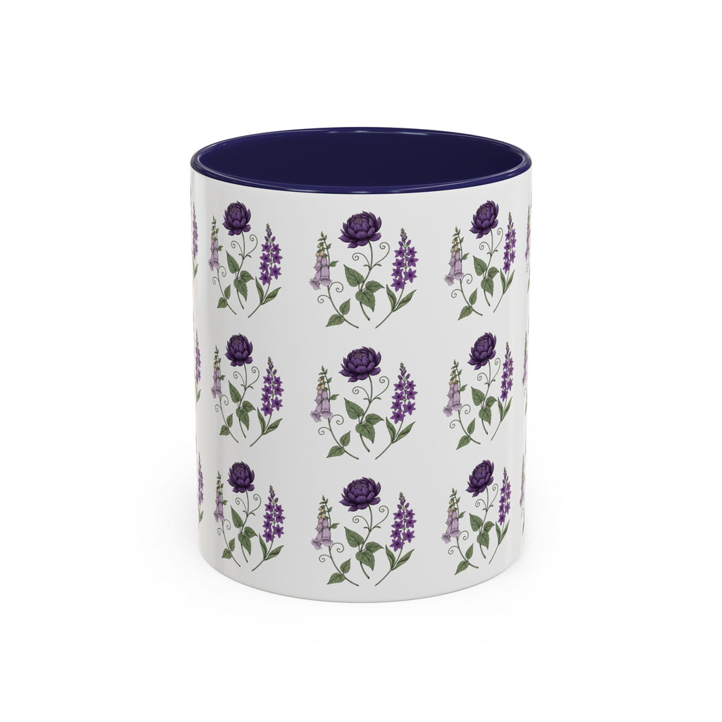 Purple Flowers Coffee Mug — Vintage Floral Cup — 11/15oz