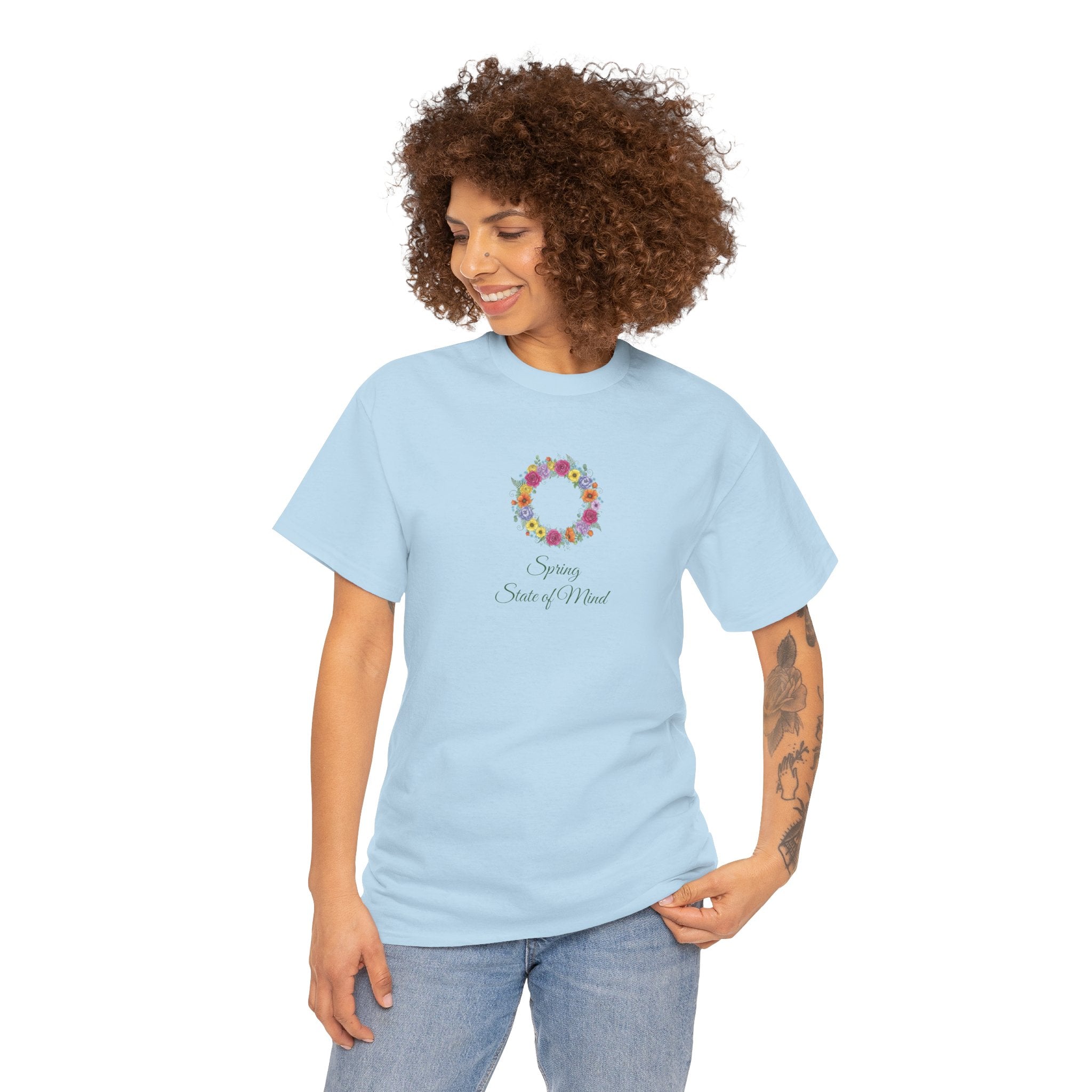 ''Spring State of Mind'' T-Shirt - Floral Wreath Spring Tee