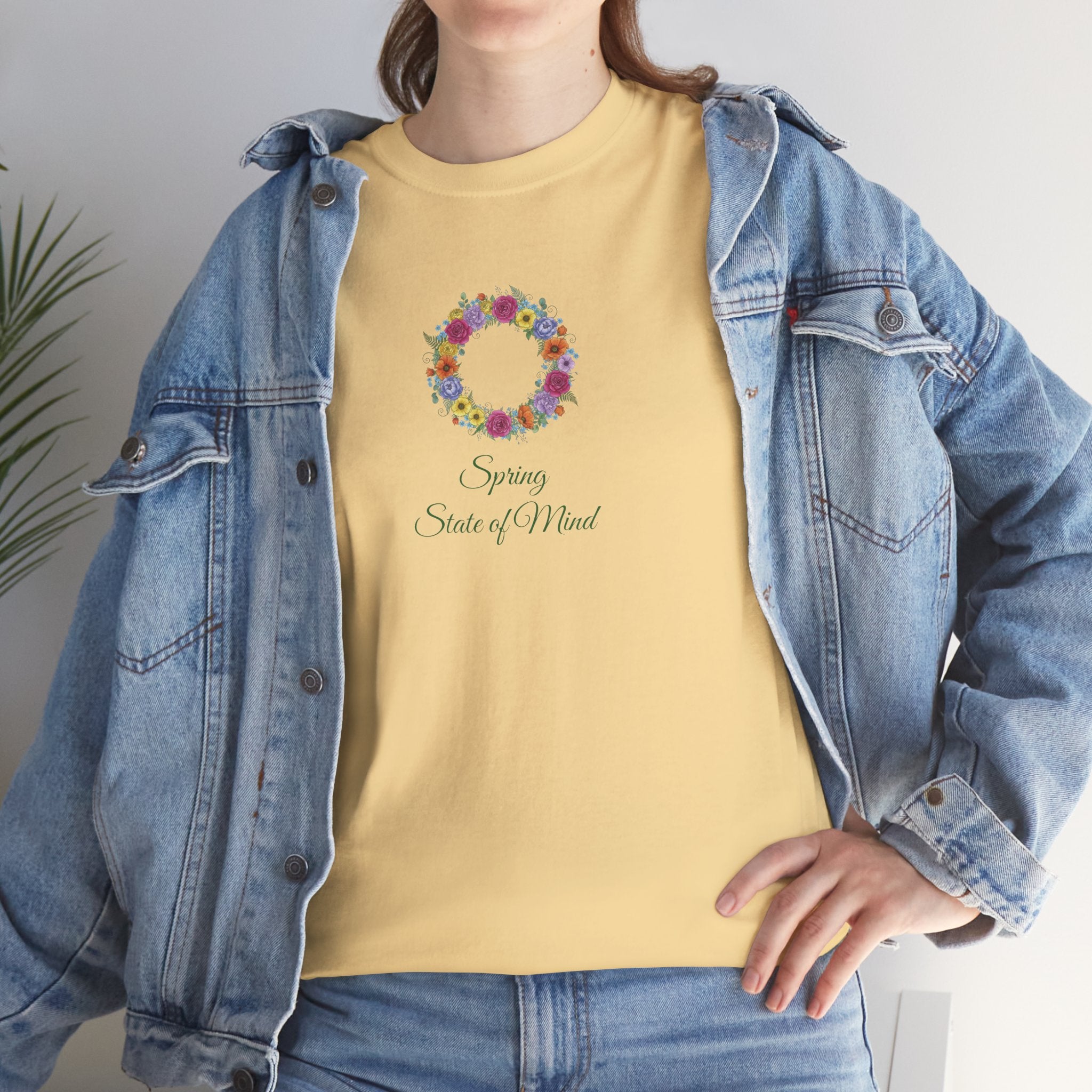 ''Spring State of Mind'' T-Shirt - Floral Wreath Spring Tee