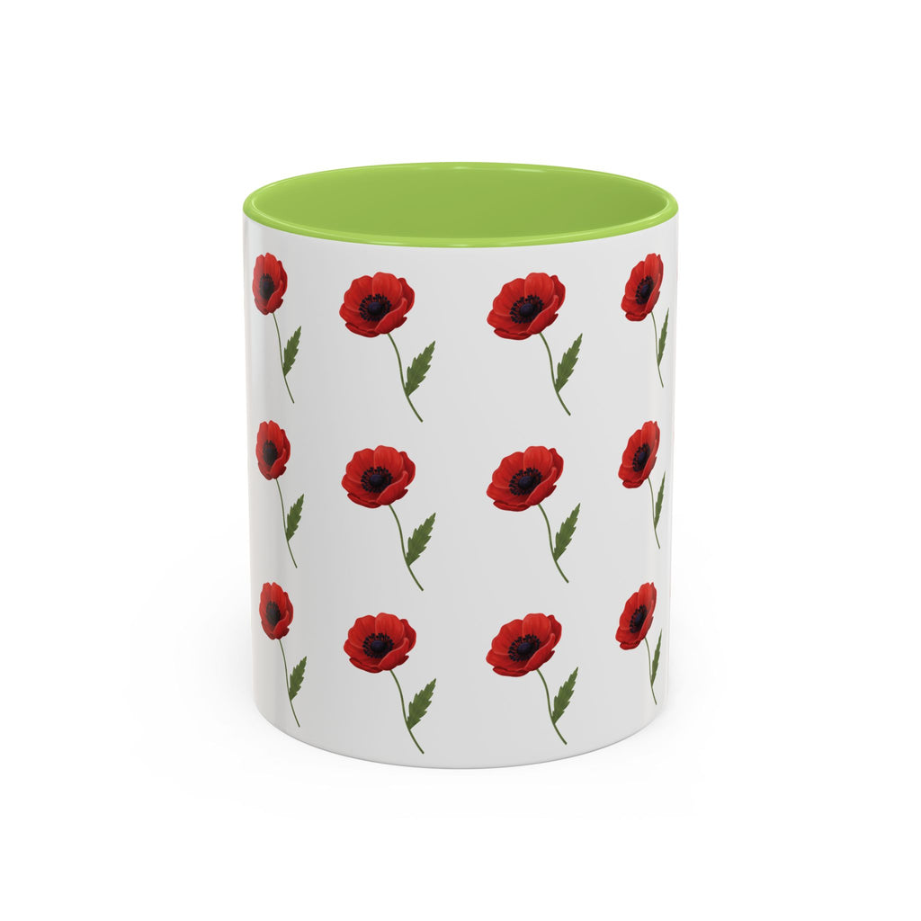 Poppy Pattern Coffee Mug — Red Floral Ceramic 11/15oz