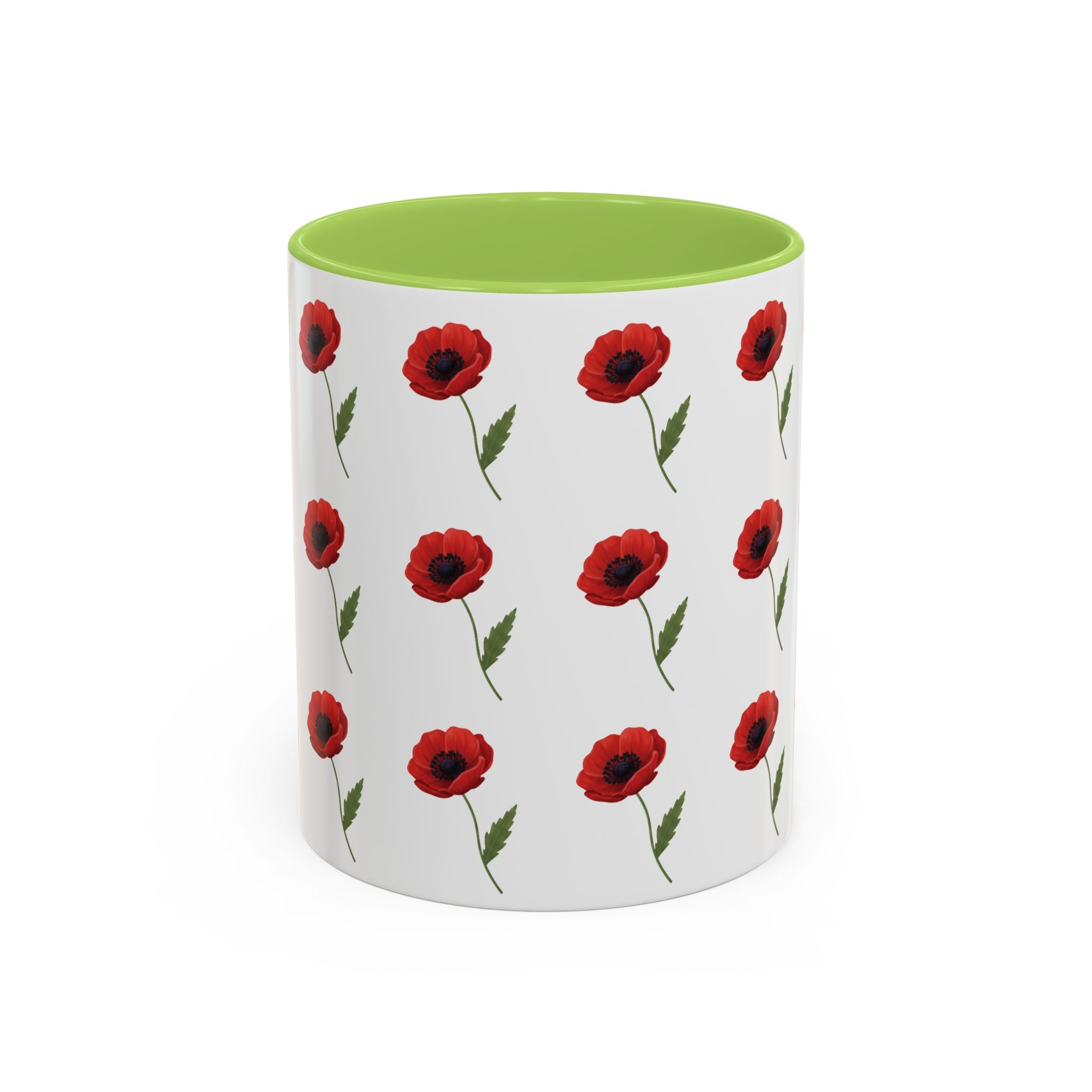 Poppy Pattern Coffee Mug — Red Floral Ceramic 11/15oz
