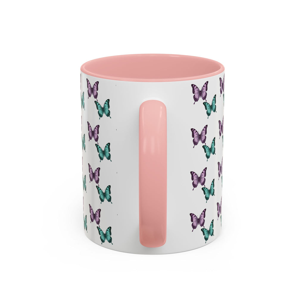 Butterfly Pattern Coffee Mug —  Purple & Turquoise Spring Ceramic Mug (11/15oz)