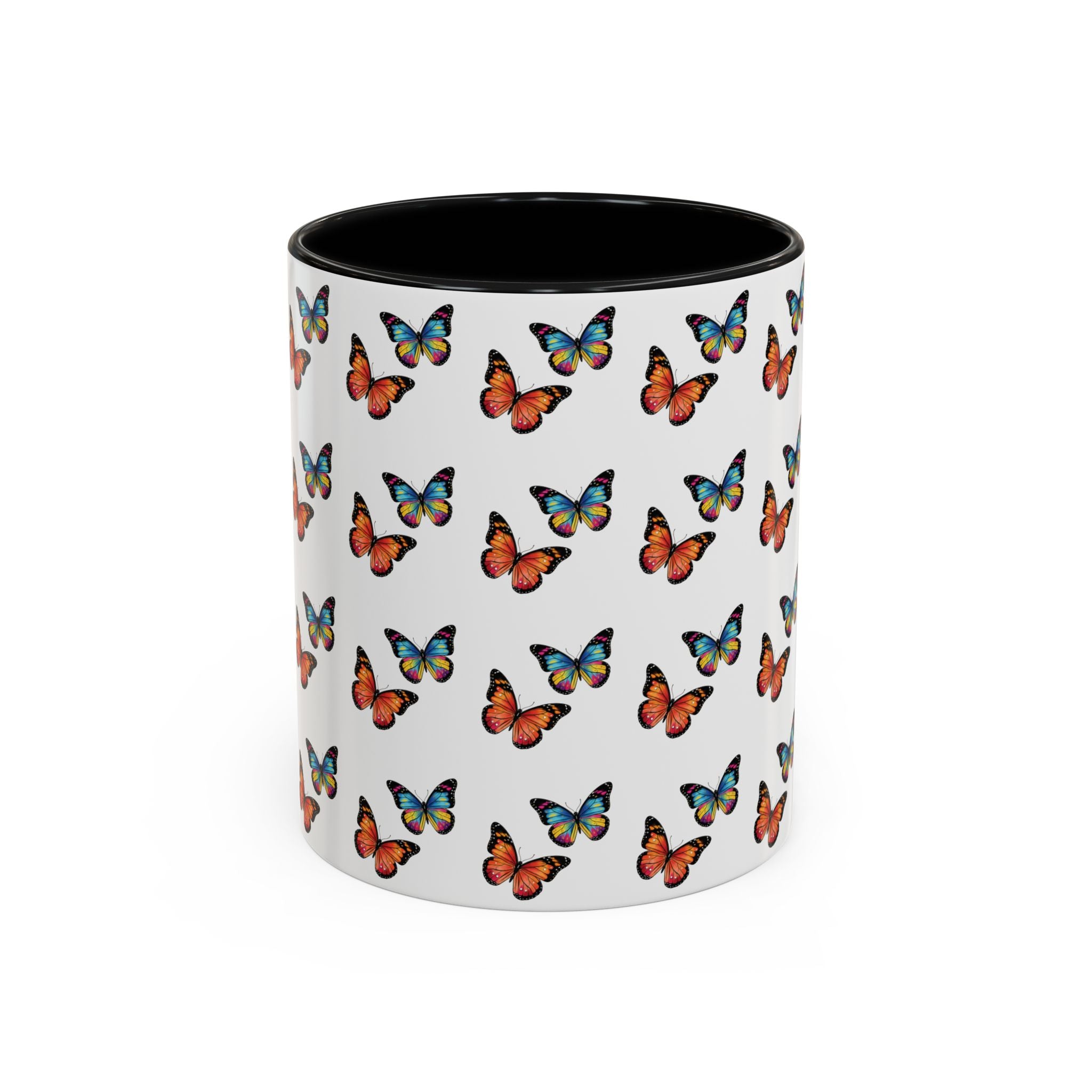 Butterfly Pattern Coffee Mug — Colorful Sunset Butterflies, 11/15oz