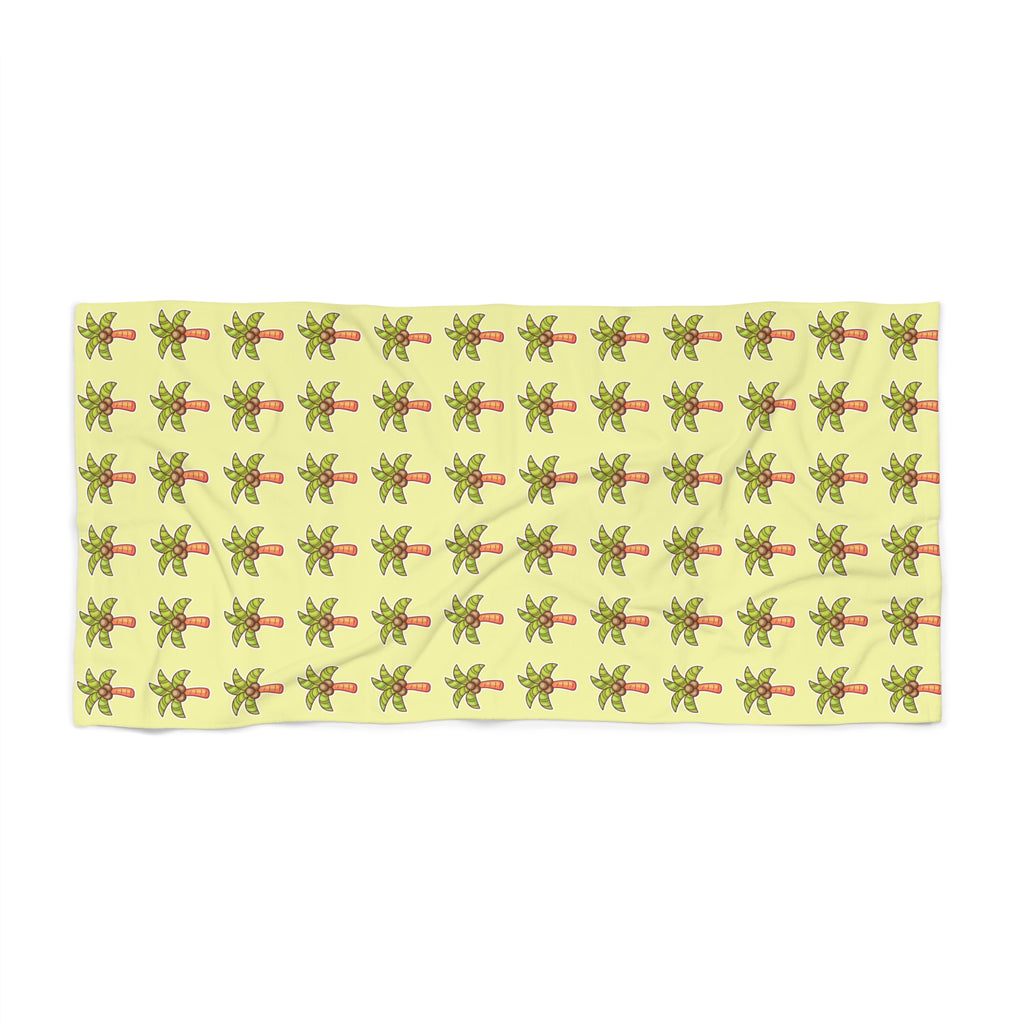 Coconut Palm Pattern Beach Towel — Tropical Summer Pool & Beach Towel - Tropical Yellow