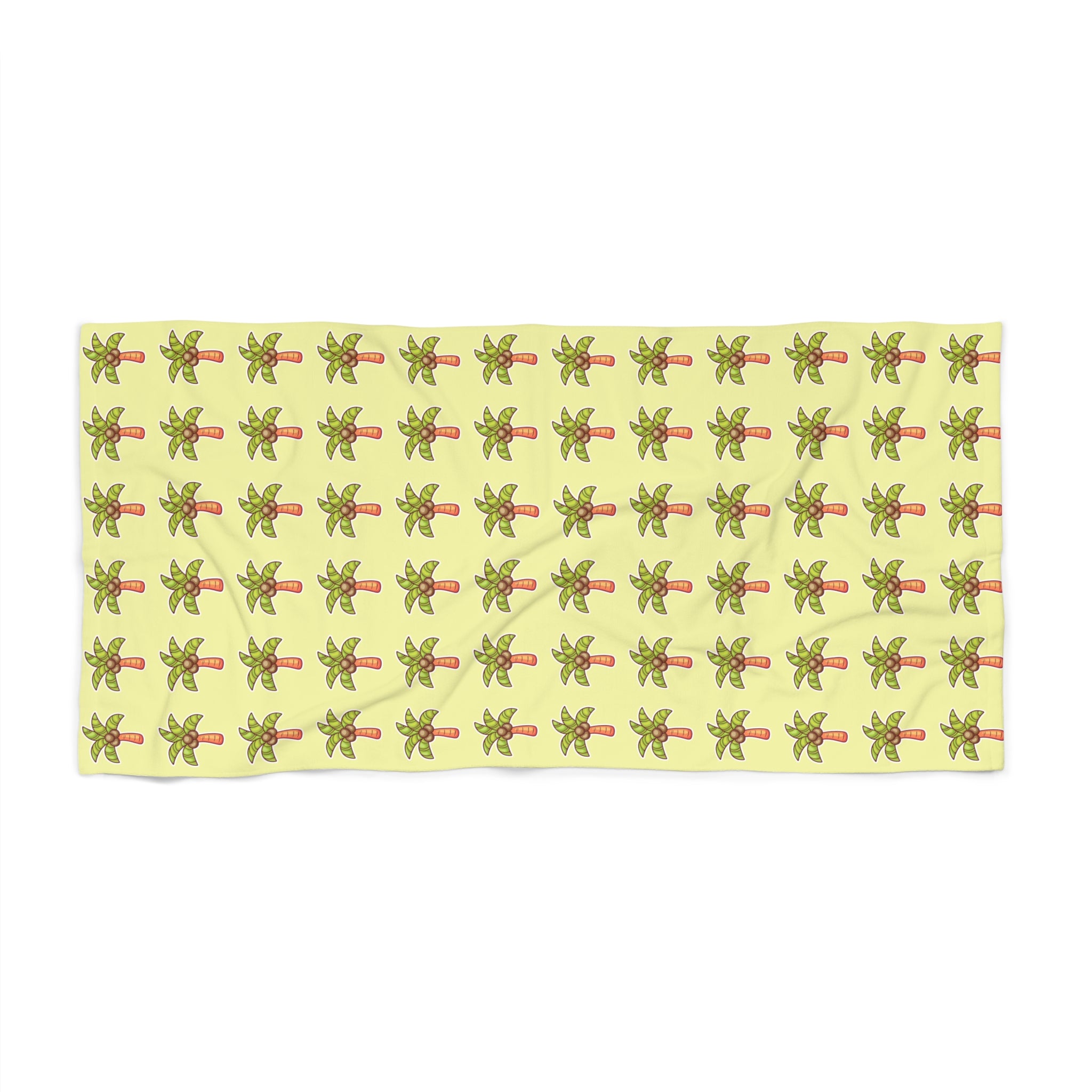 Coconut Palm Pattern Beach Towel — Tropical Summer Pool & Beach Towel - Tropical Yellow