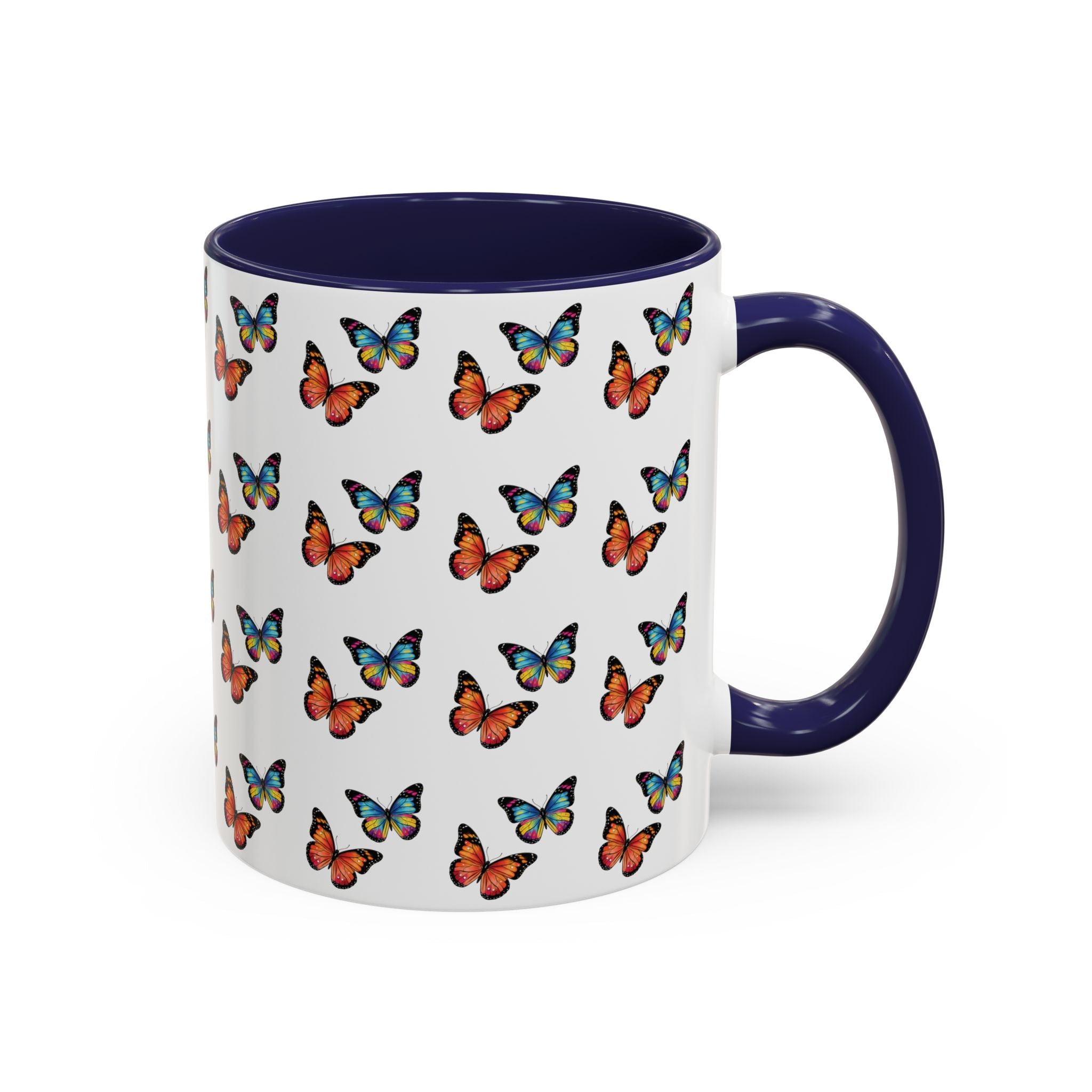 Butterfly Pattern Coffee Mug — Colorful Sunset Butterflies, 11/15oz