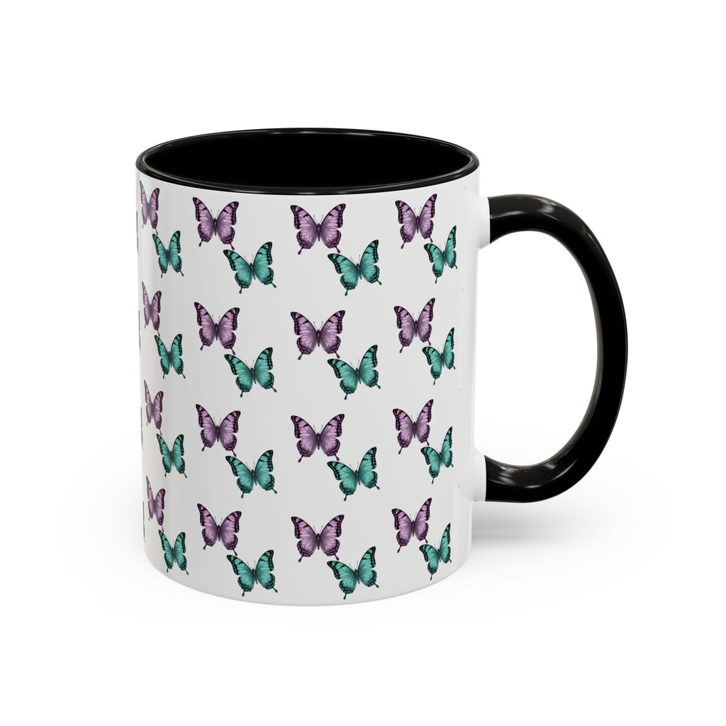 Butterfly Pattern Coffee Mug —  Purple & Turquoise Spring Ceramic Mug (11/15oz)