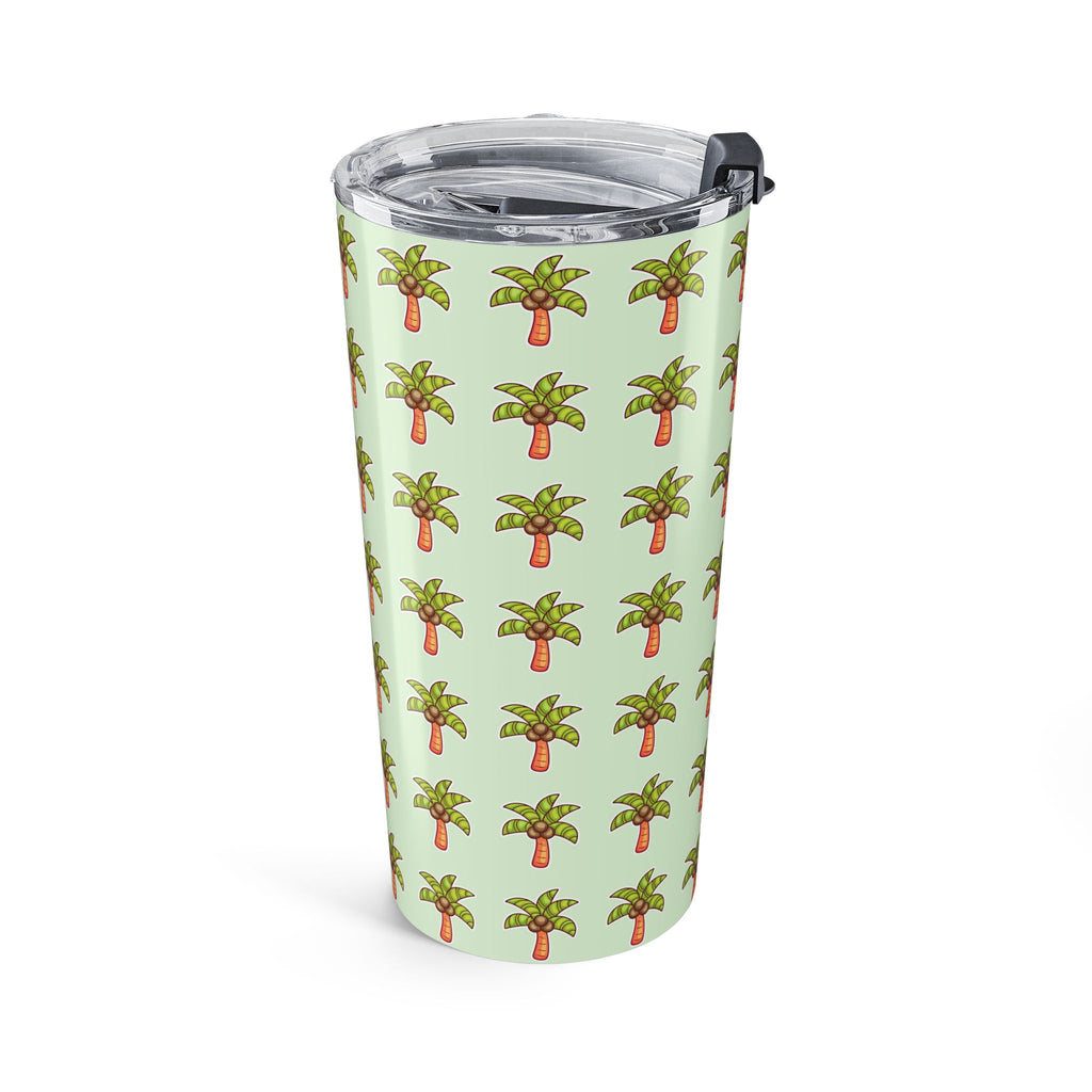 Palm Tree Pattern Tumbler — Tropical Travel Coffee Cup - Mint
