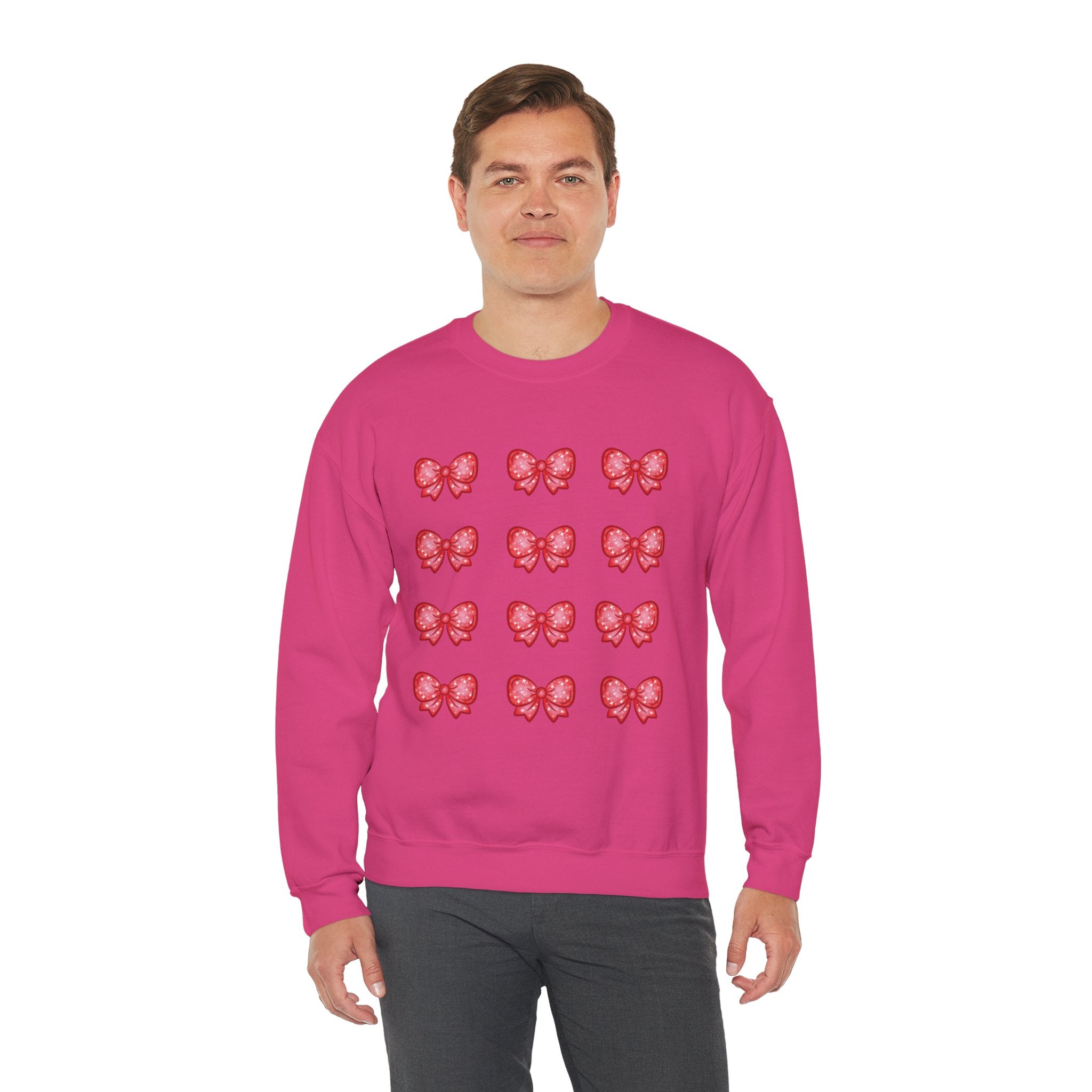 Glittery Red Bow Pattern Crewneck Sweatshirt