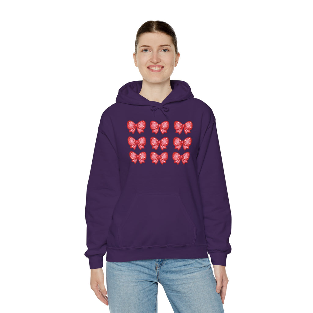 Glittery Red Bow Pattern Hoodie