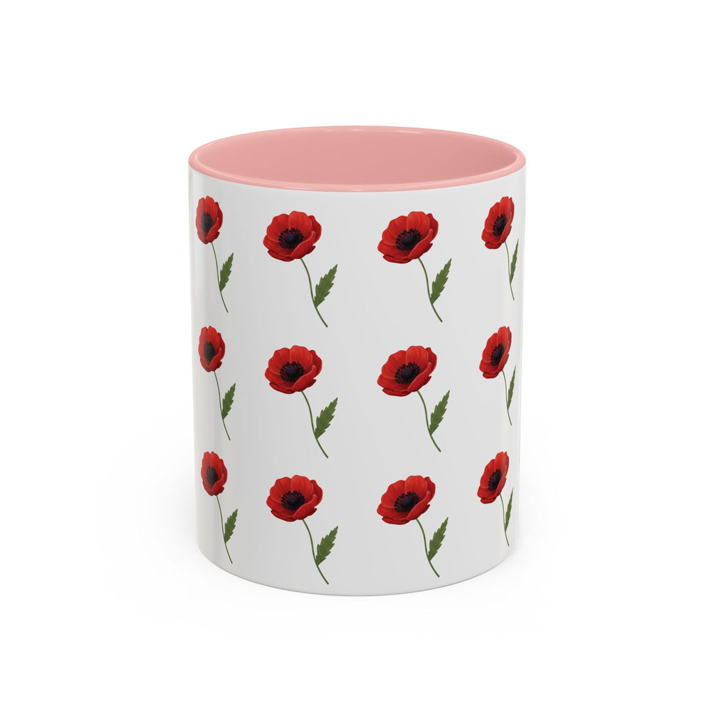 Poppy Pattern Coffee Mug — Red Floral Ceramic 11/15oz