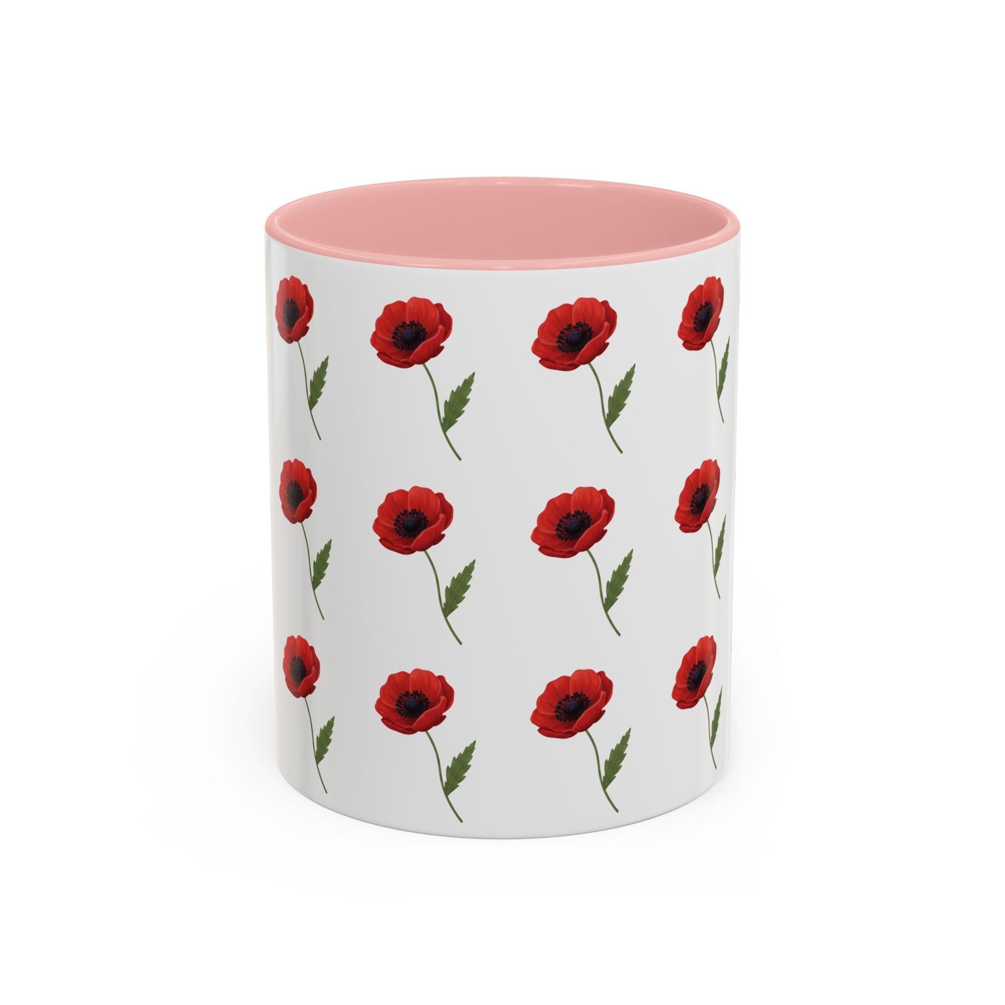 Poppy Pattern Coffee Mug — Red Floral Ceramic 11/15oz