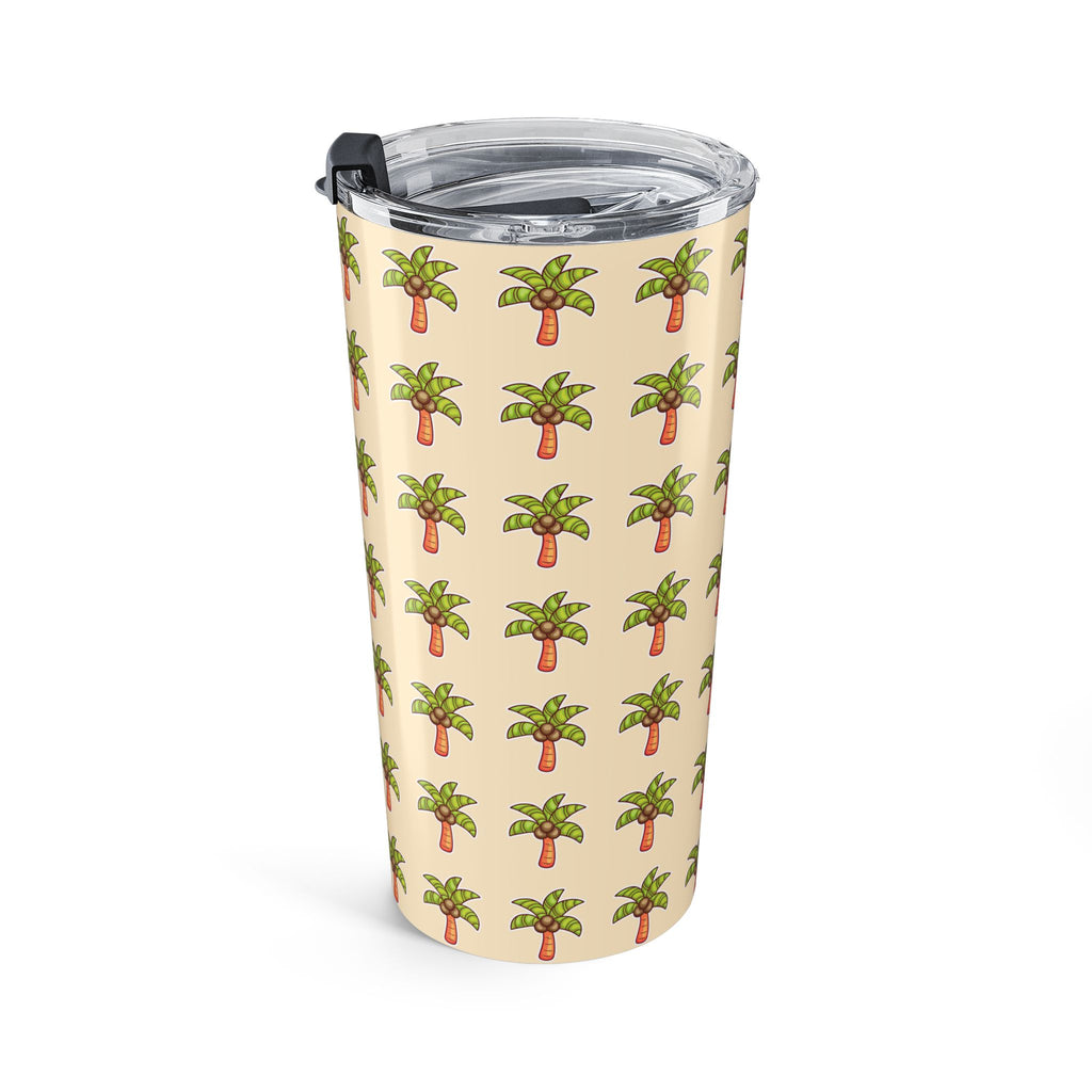 Palm Tree Pattern Tumbler — Tropical Travel Coffee Cup - Sand