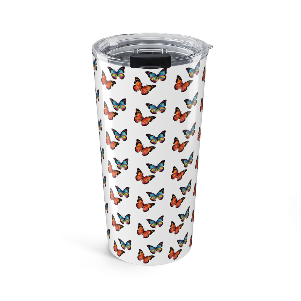 Butterfly Pattern Tumbler - Colorful Sunset Butterflies Insulated Travel Cup