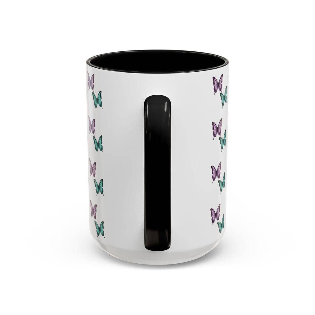 Butterfly Pattern Coffee Mug —  Purple & Turquoise Spring Ceramic Mug (11/15oz)