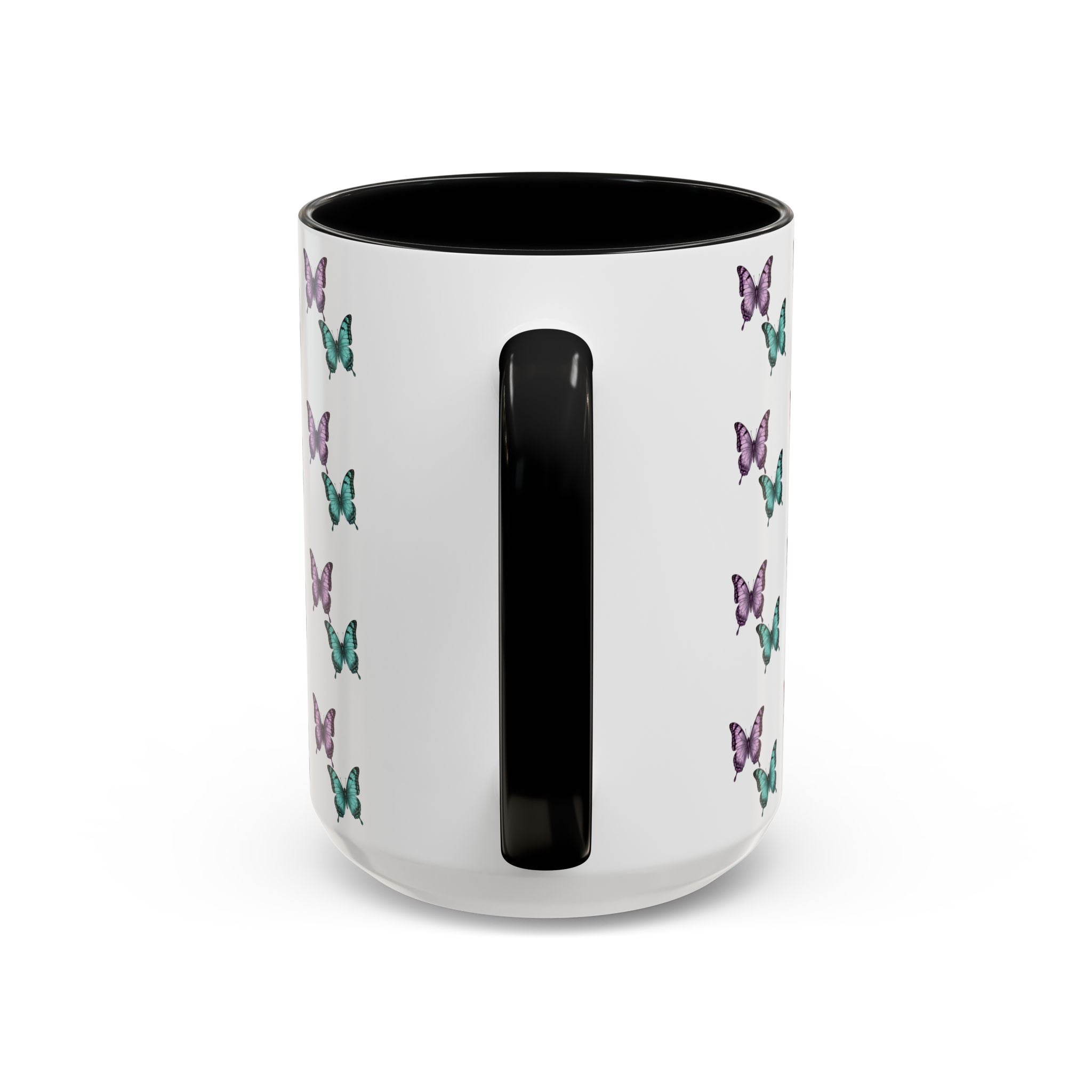 Butterfly Pattern Coffee Mug —  Purple & Turquoise Spring Ceramic Mug (11/15oz)