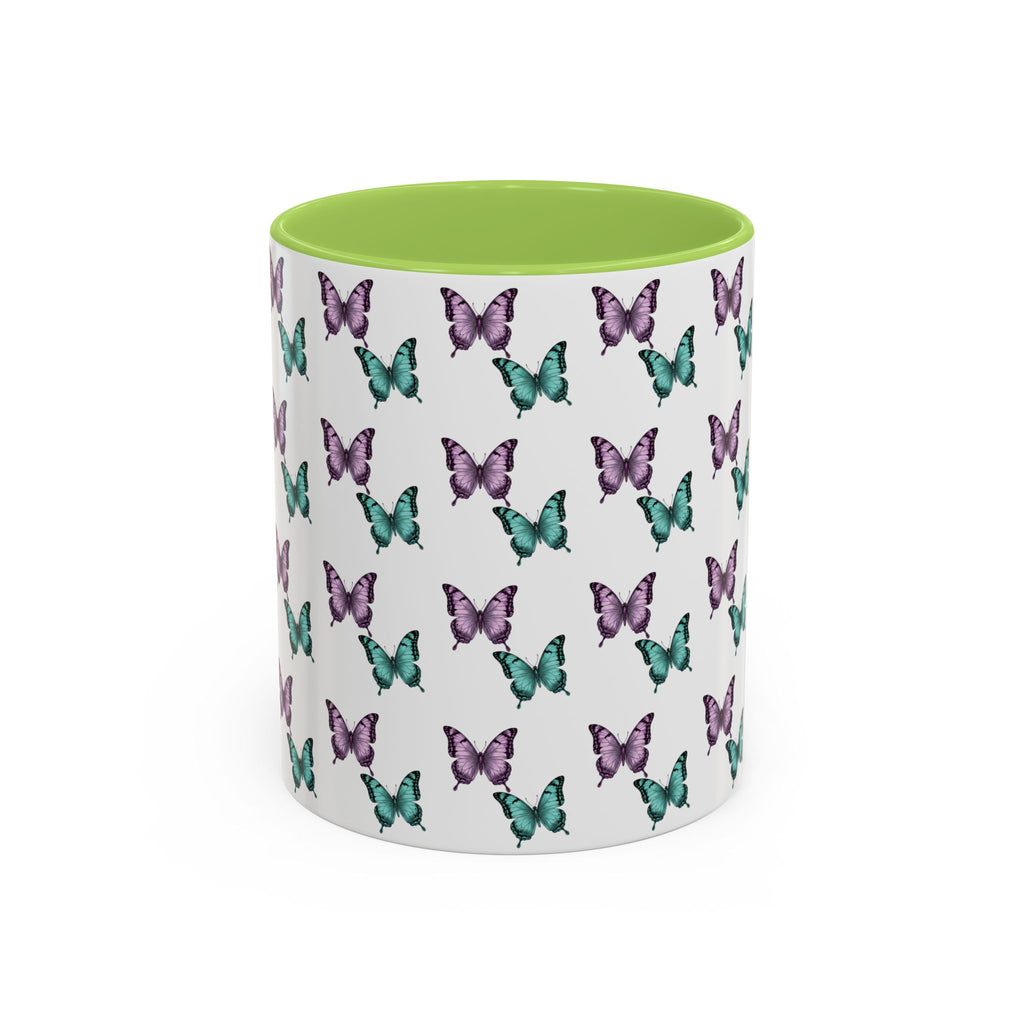 Butterfly Pattern Coffee Mug —  Purple & Turquoise Spring Ceramic Mug (11/15oz)
