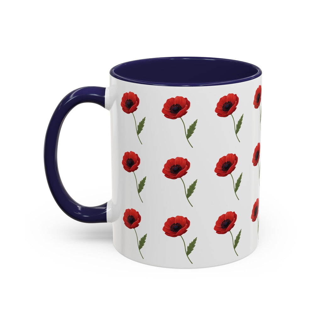 Poppy Pattern Coffee Mug — Red Floral Ceramic 11/15oz