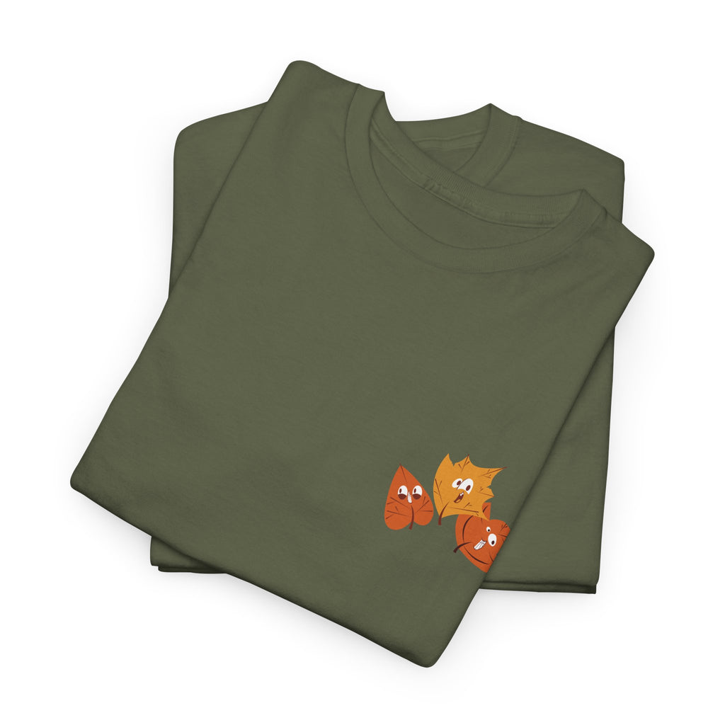 Smiley Autumn Leaves Unisex Heavy Cotton Tee