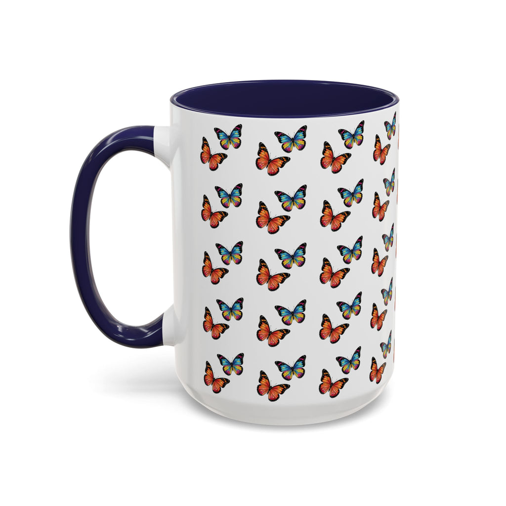 Butterfly Pattern Coffee Mug — Colorful Sunset Butterflies, 11/15oz